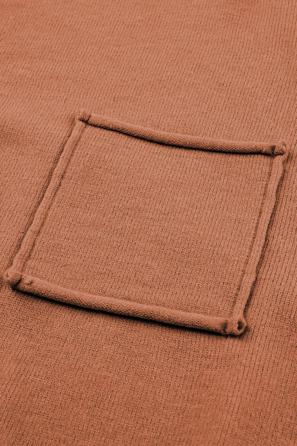 Orange Raw Edge Patch Pocket Exposed Seam Loose Sweater