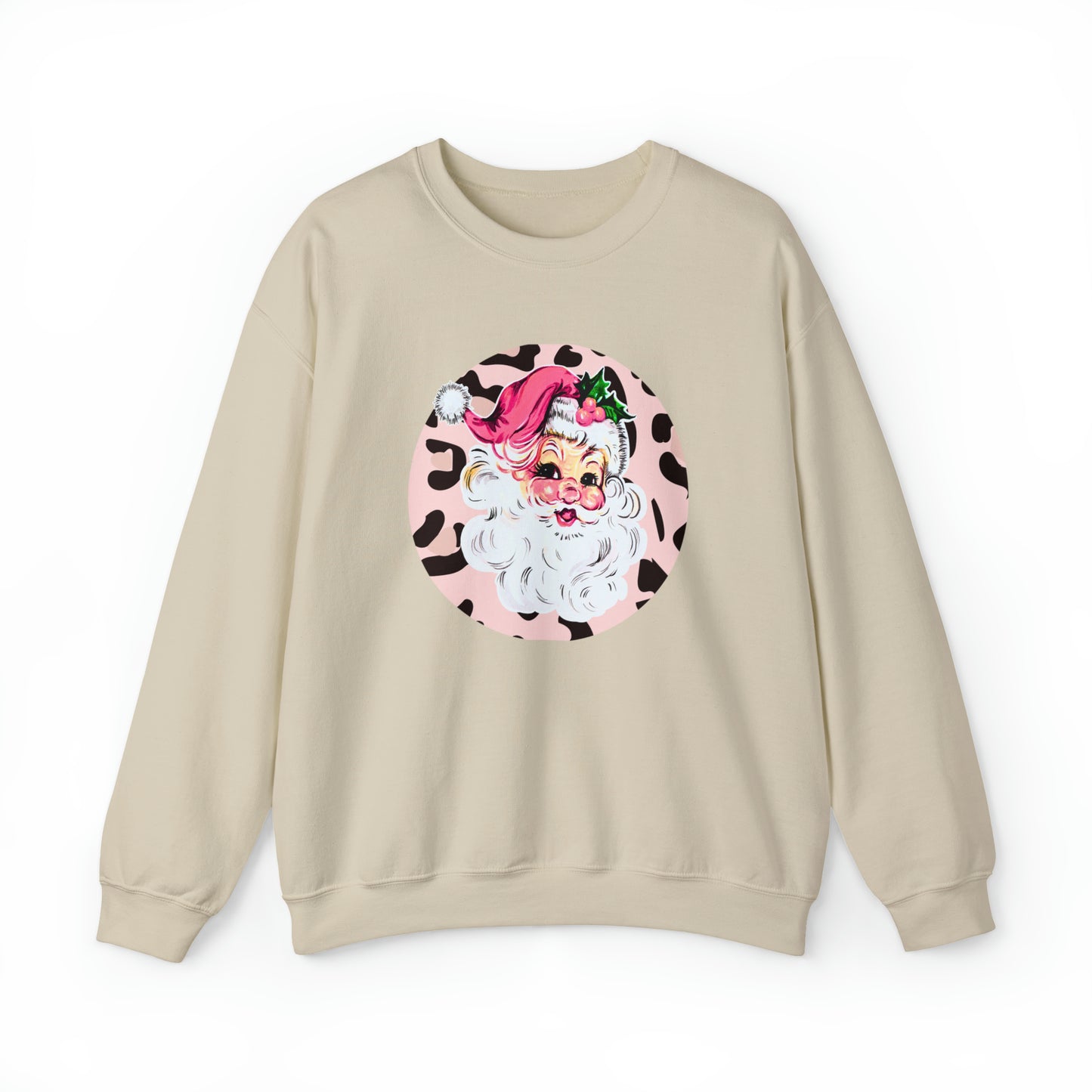 Pink Santa Leopard Print Unisex Heavy Blend™ Crewneck Sweatshirt