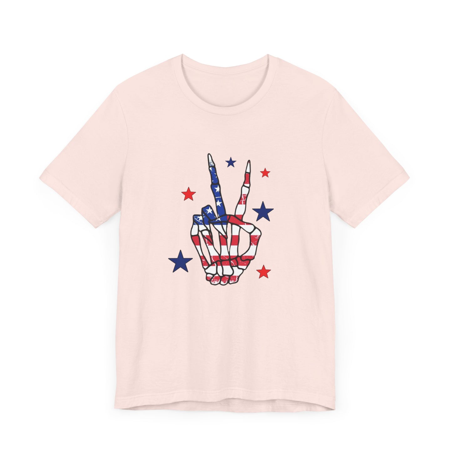 Patriotic Skeleton Peace Hand Unisex Jersey Short Sleeve Tee