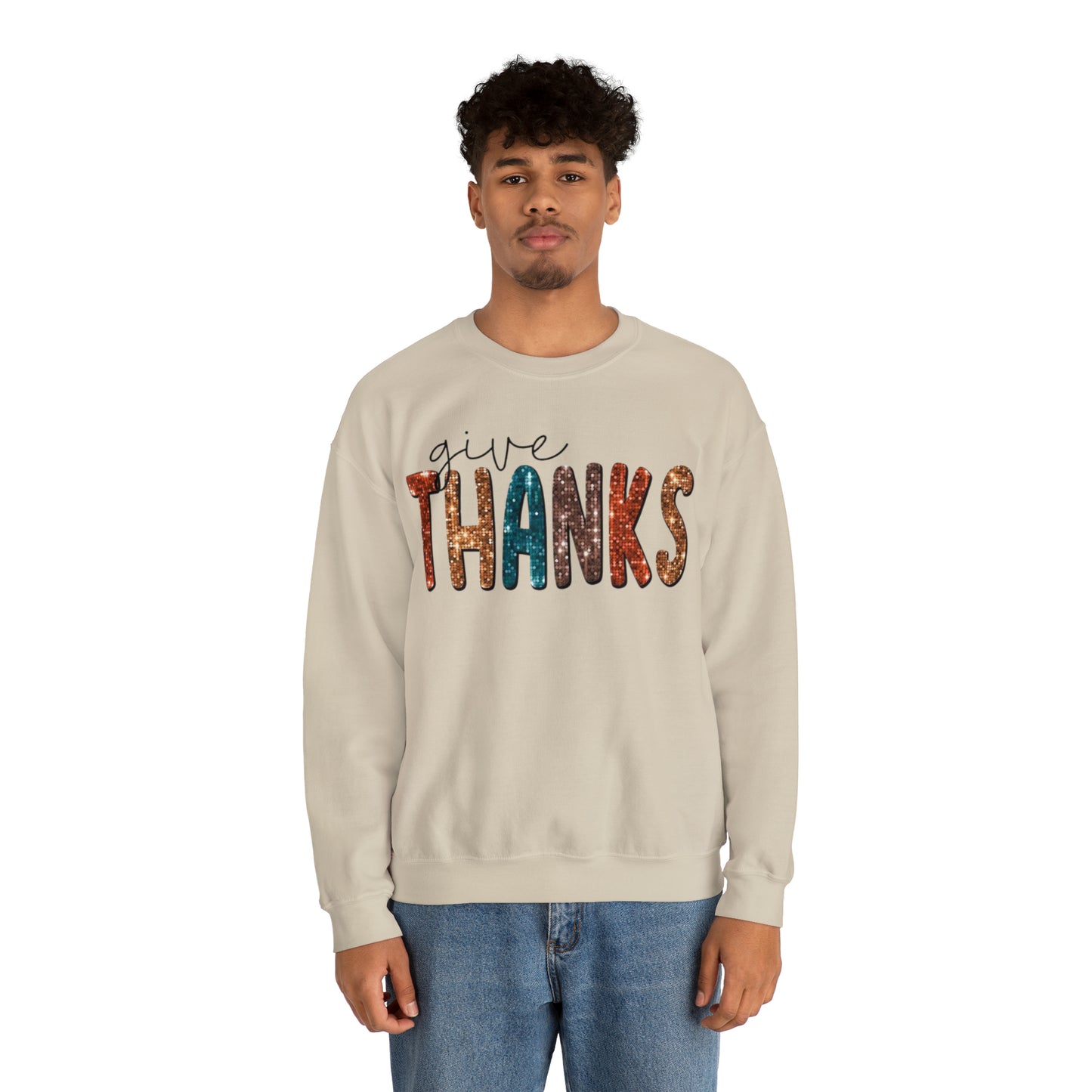 Give Thanks (Sequins) Unisex Heavy Blend™ Crewneck Sweatshirt