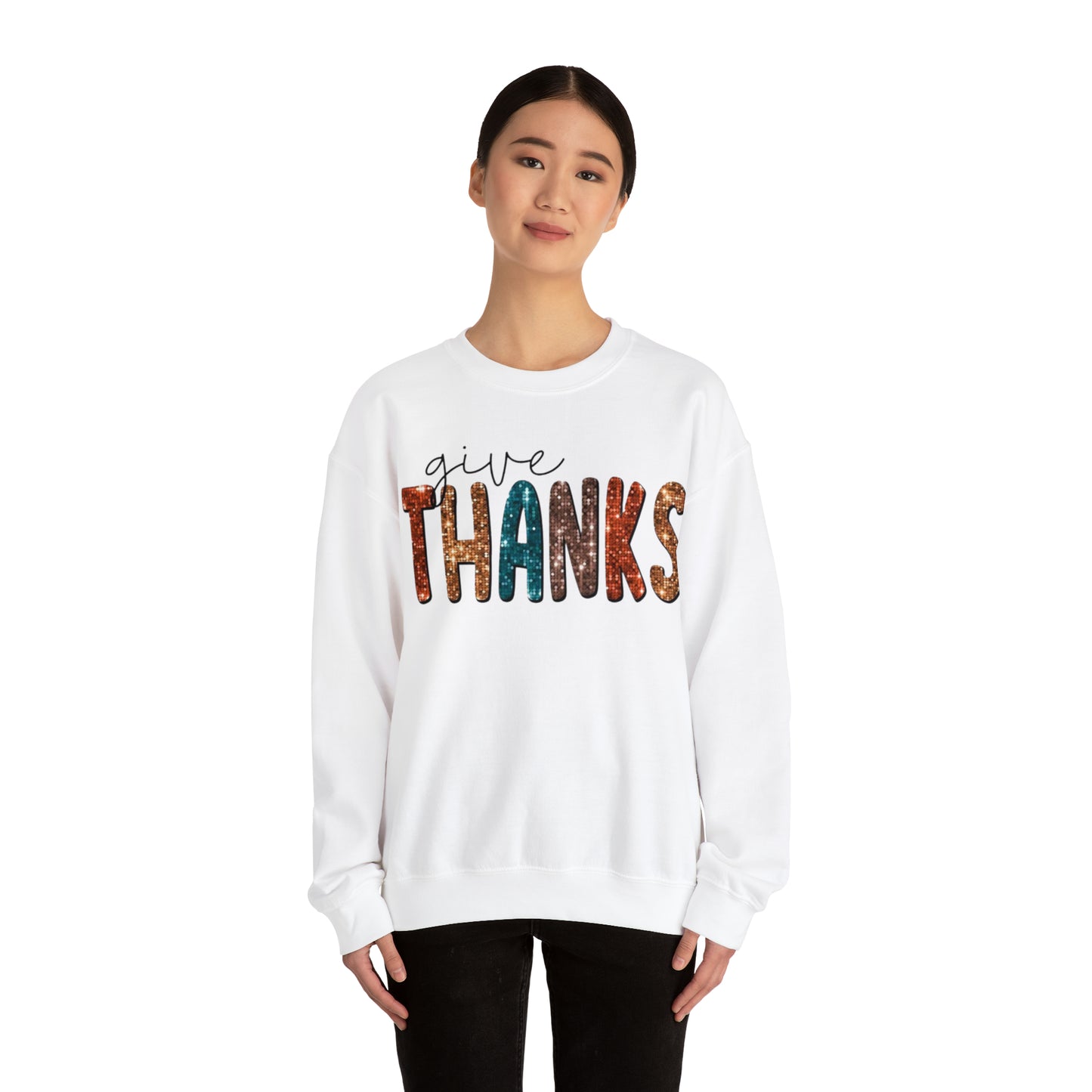 Give Thanks (Sequins) Unisex Heavy Blend™ Crewneck Sweatshirt