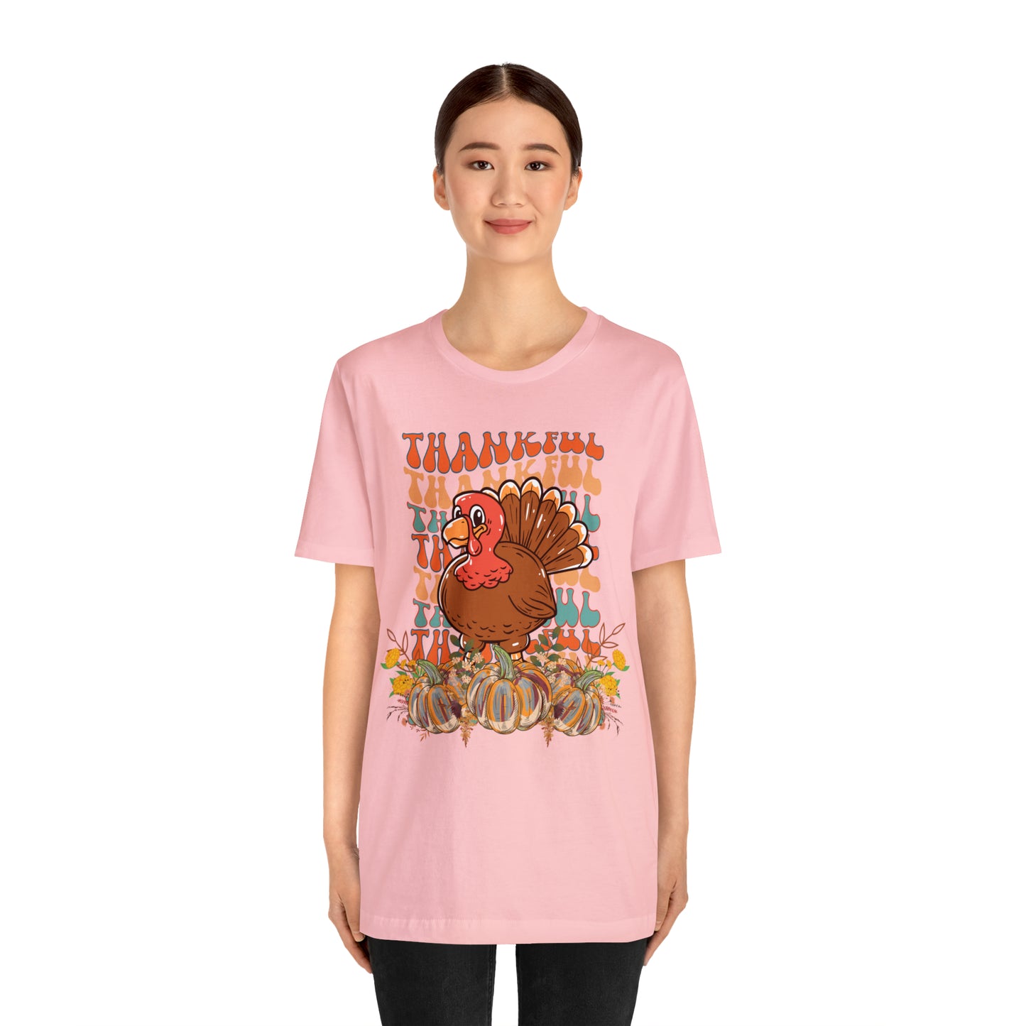 Thankful Turkey Pumpkins Unisex Jersey Short Sleeve Tee