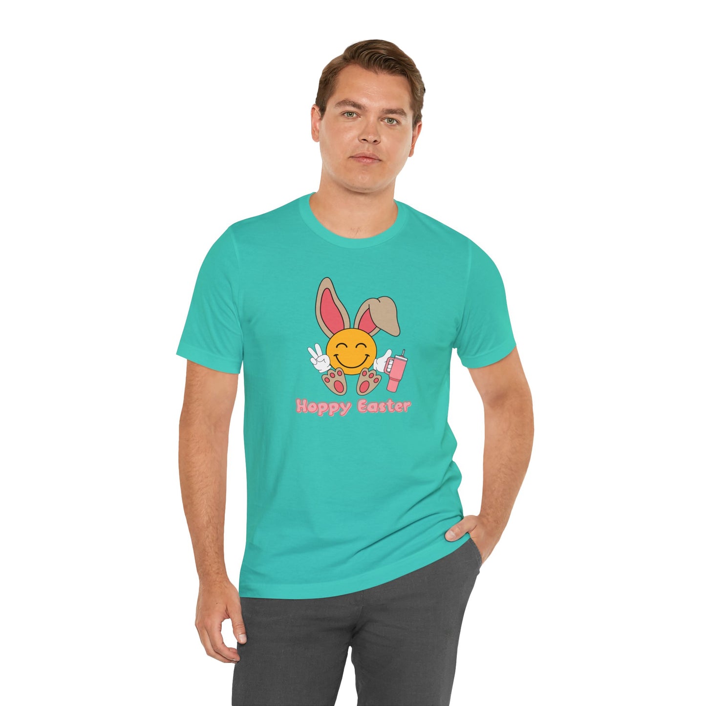 Hoppy Easter Smiley Cup Unisex Jersey Short Sleeve Tee