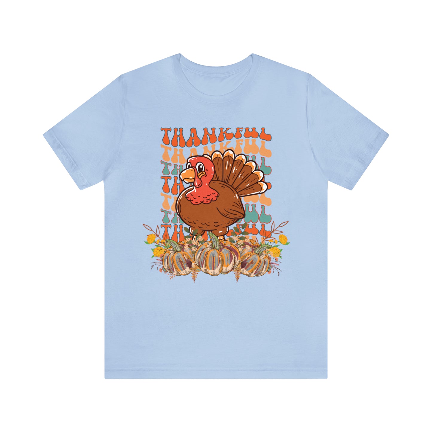 Thankful Turkey Pumpkins Unisex Jersey Short Sleeve Tee