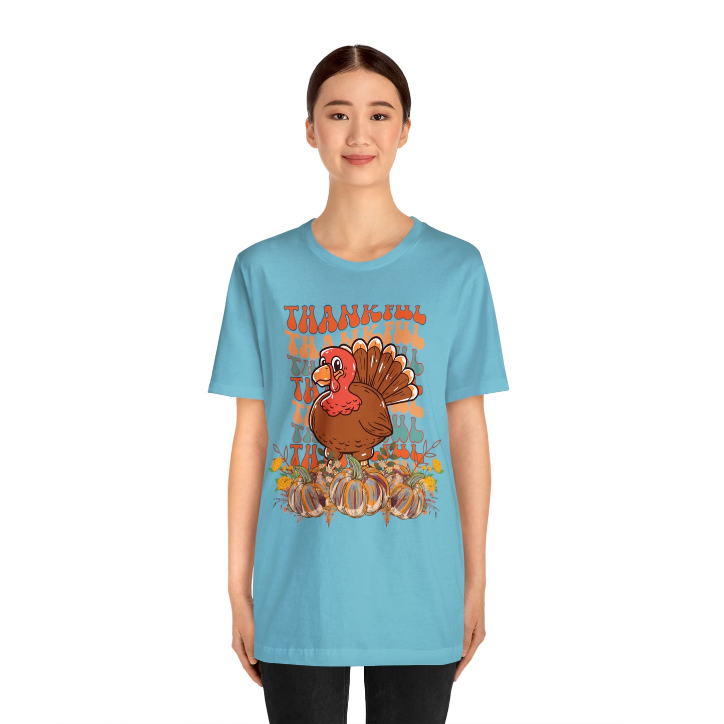 Thankful Turkey Pumpkins Unisex Jersey Short Sleeve Tee