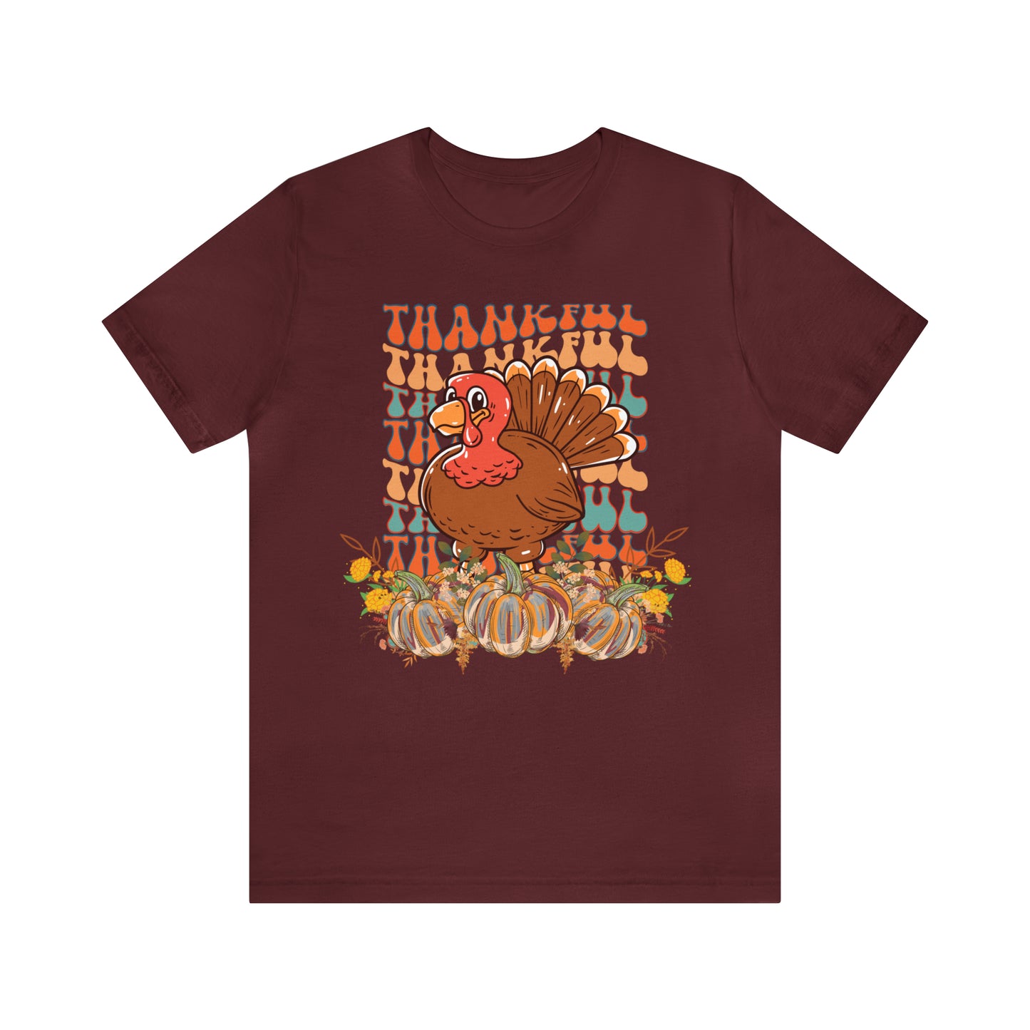 Thankful Turkey Pumpkins Unisex Jersey Short Sleeve Tee