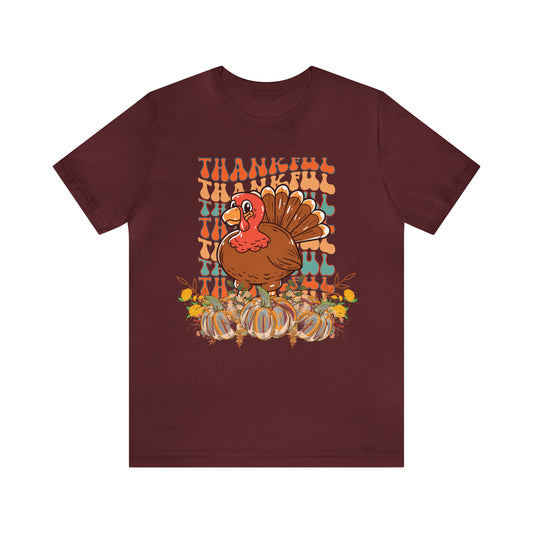 Thankful Turkey Pumpkins Unisex Jersey Short Sleeve Tee