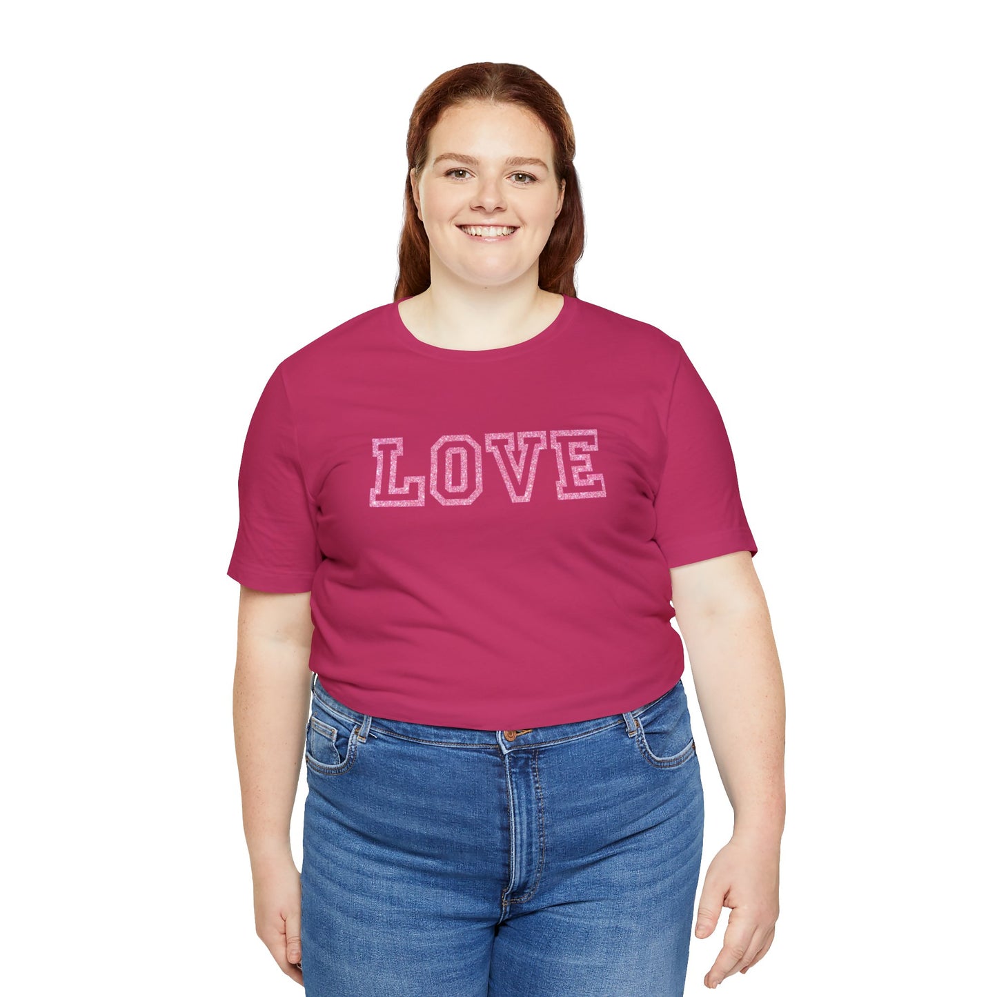 Pink Glitter Love Unisex Jersey Short Sleeve Tee