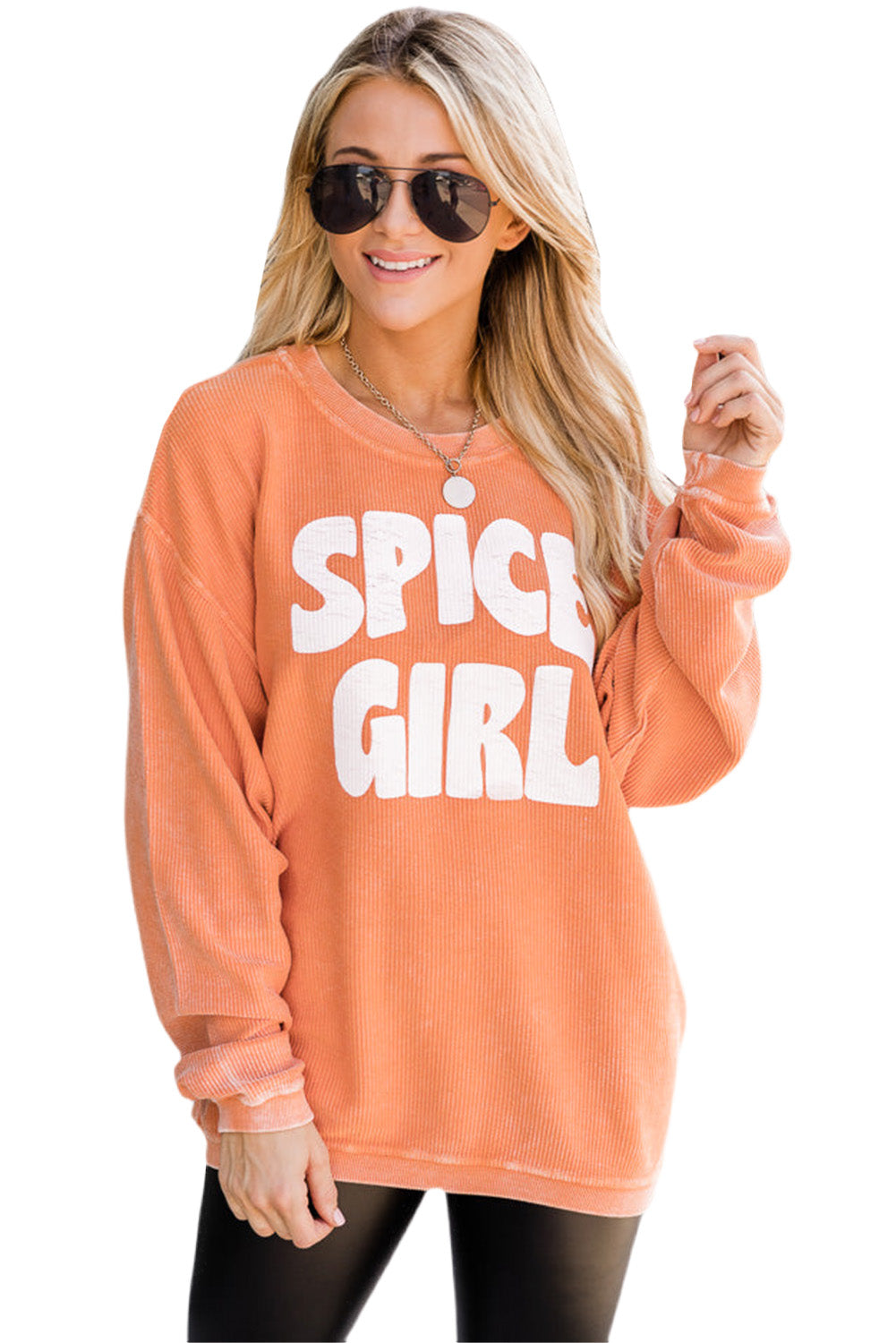 Orange Corded SPICE GIRL Graphic Sweatshirt