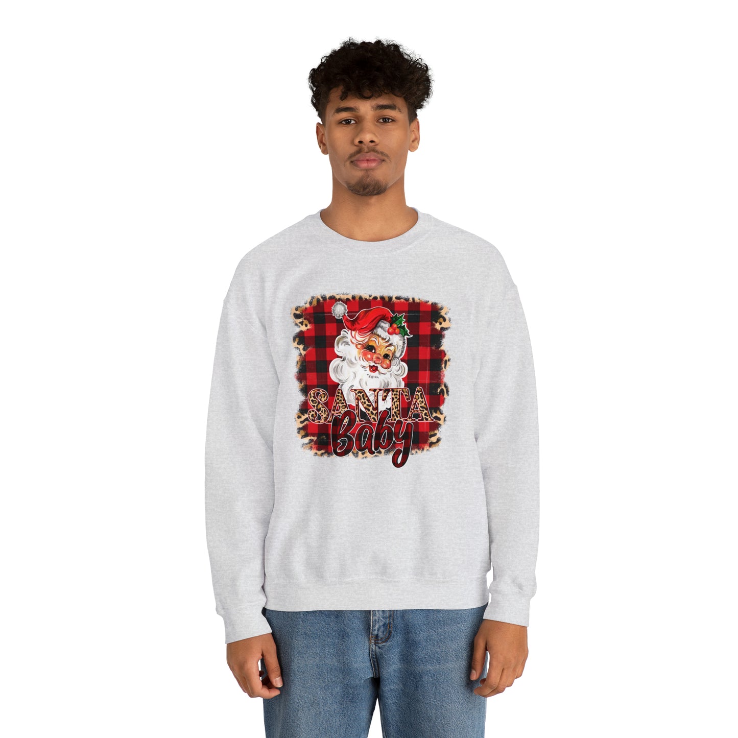 Santa Baby Leopard Print Unisex Heavy Blend™ Crewneck Sweatshirt