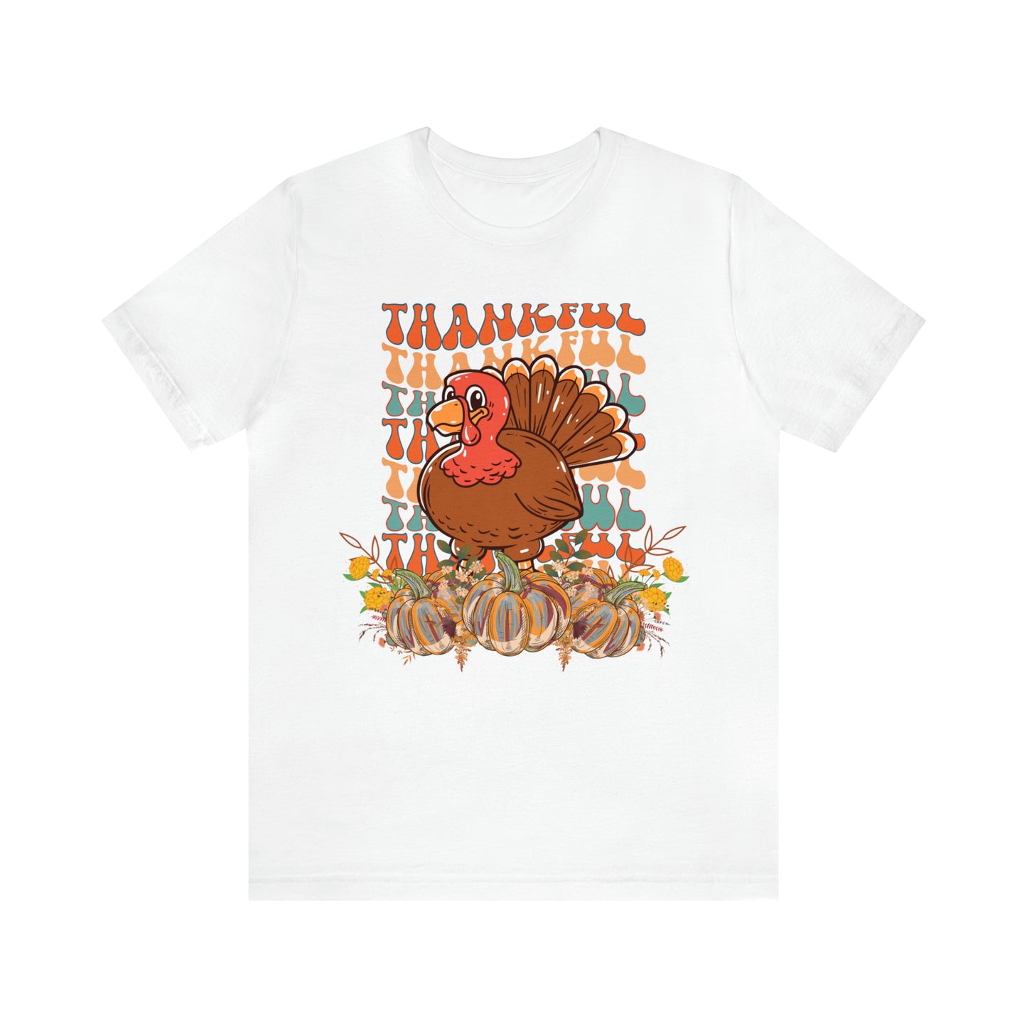 Thankful Turkey Pumpkins Unisex Jersey Short Sleeve Tee