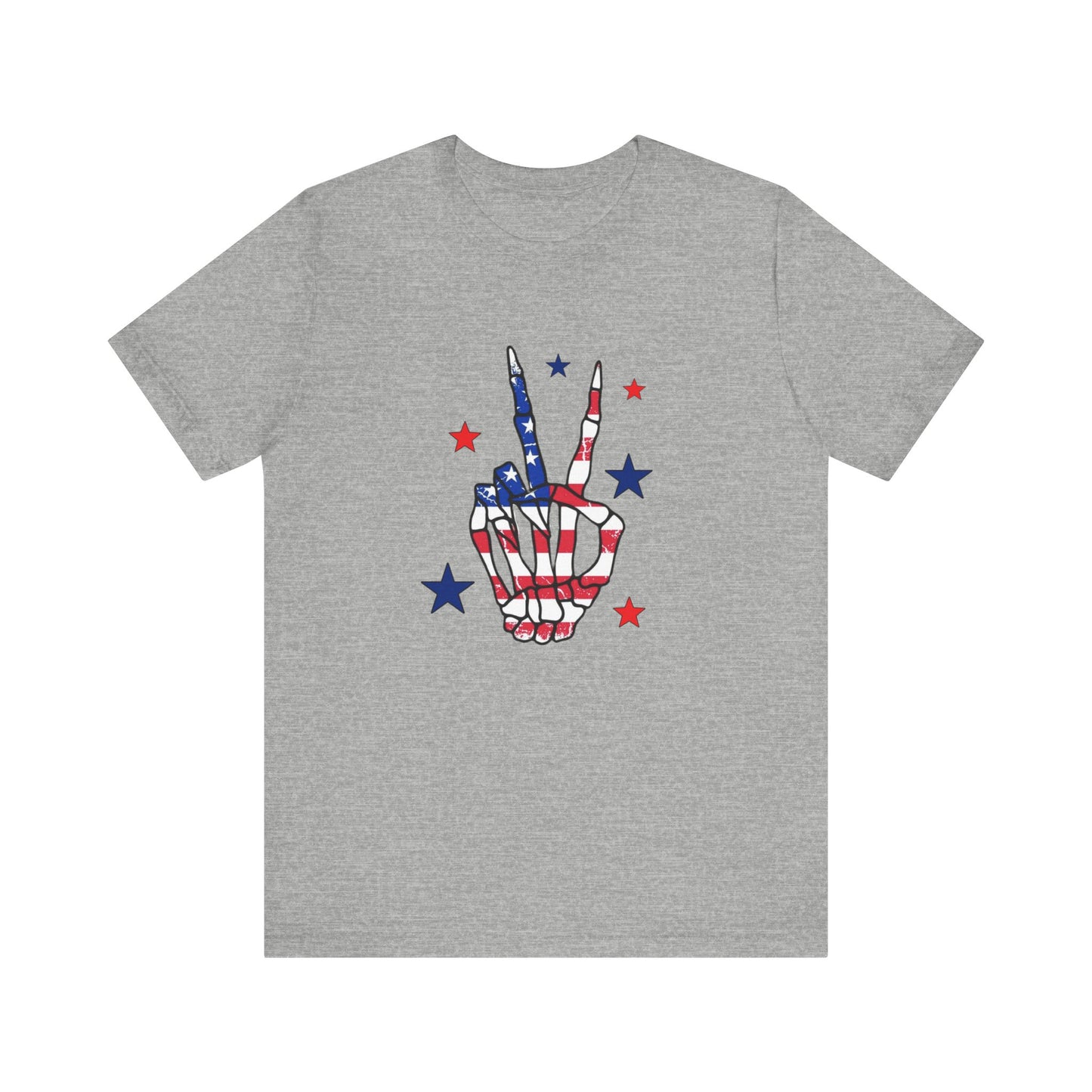 Patriotic Skeleton Peace Hand Unisex Jersey Short Sleeve Tee