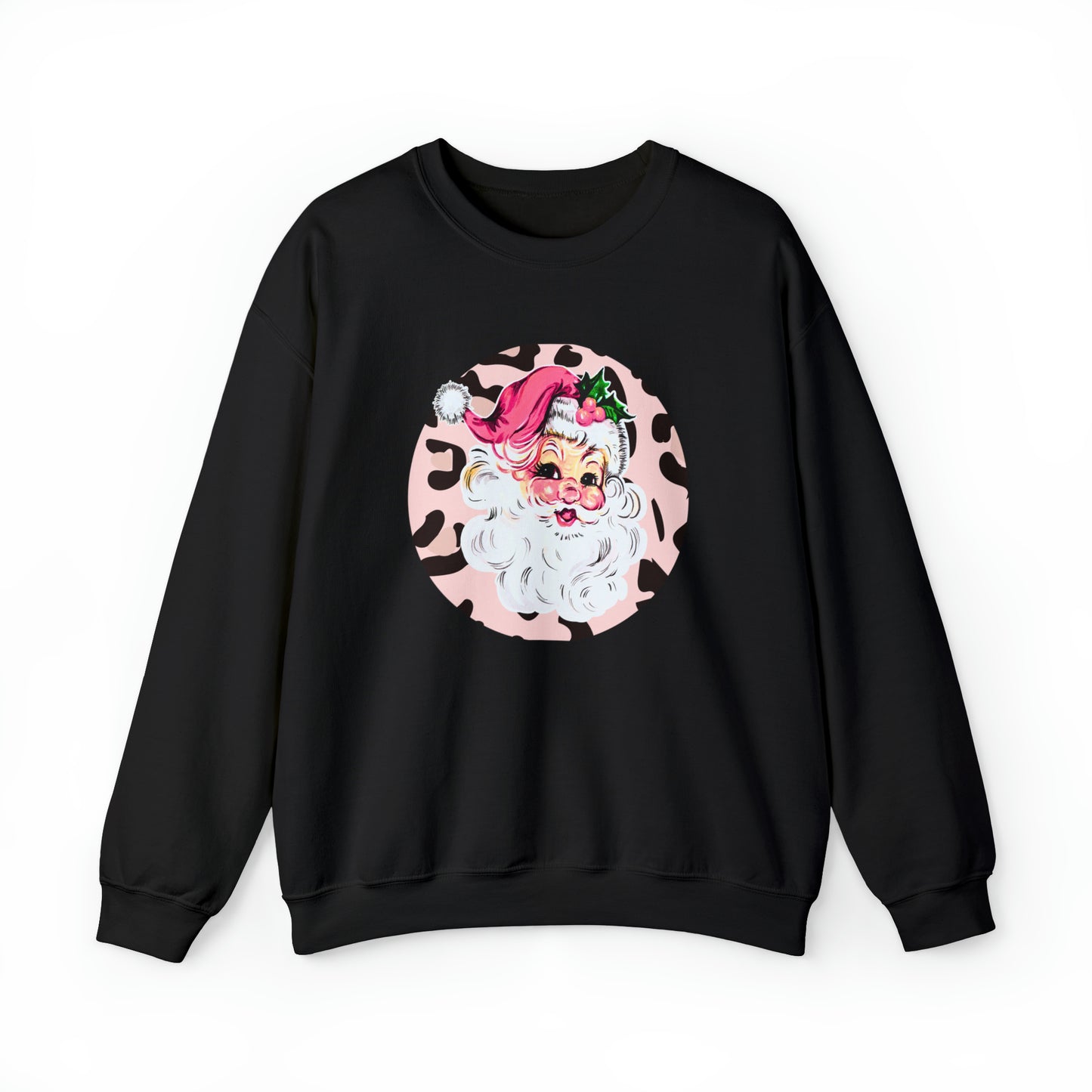 Pink Santa Leopard Print Unisex Heavy Blend™ Crewneck Sweatshirt