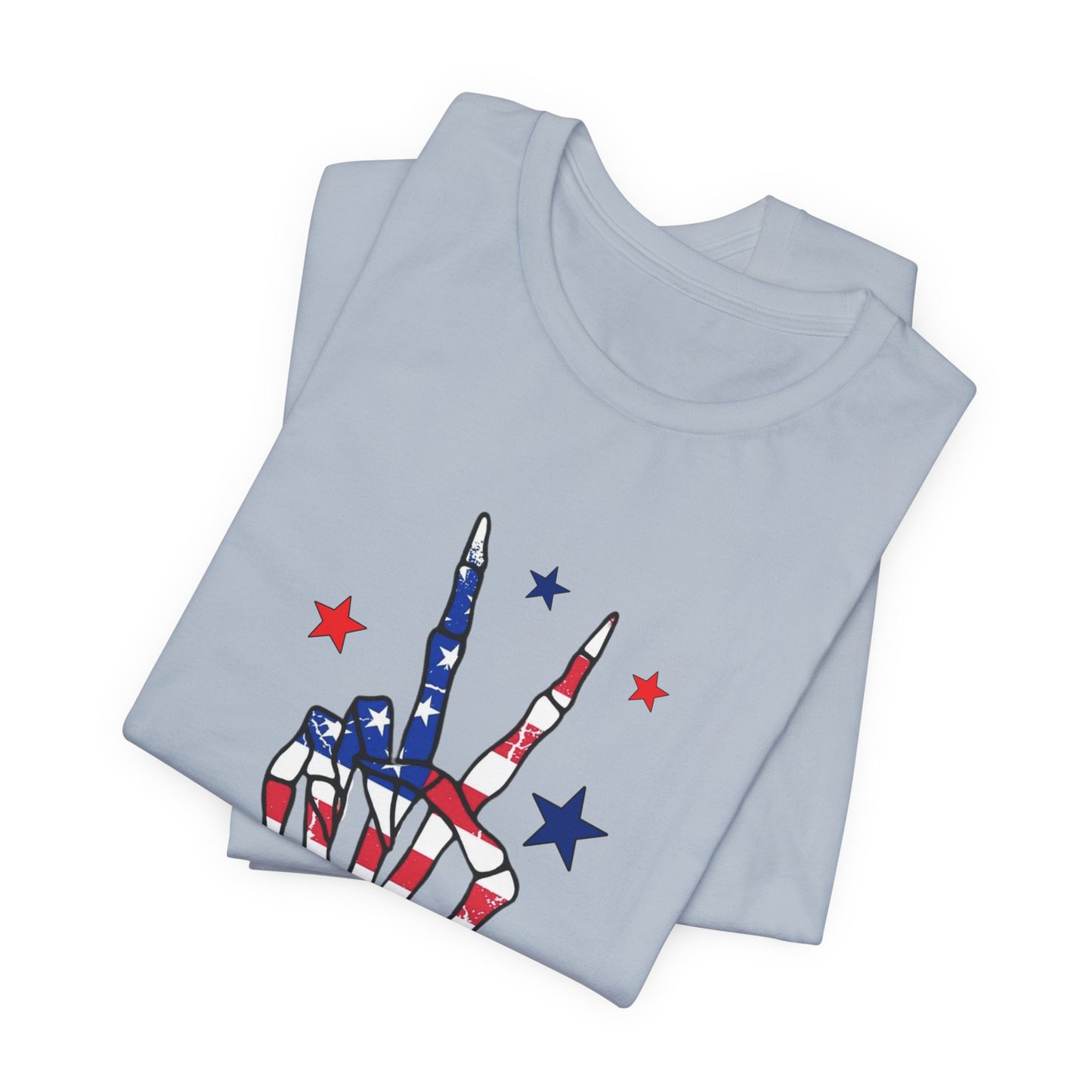 Patriotic Skeleton Peace Hand Unisex Jersey Short Sleeve Tee