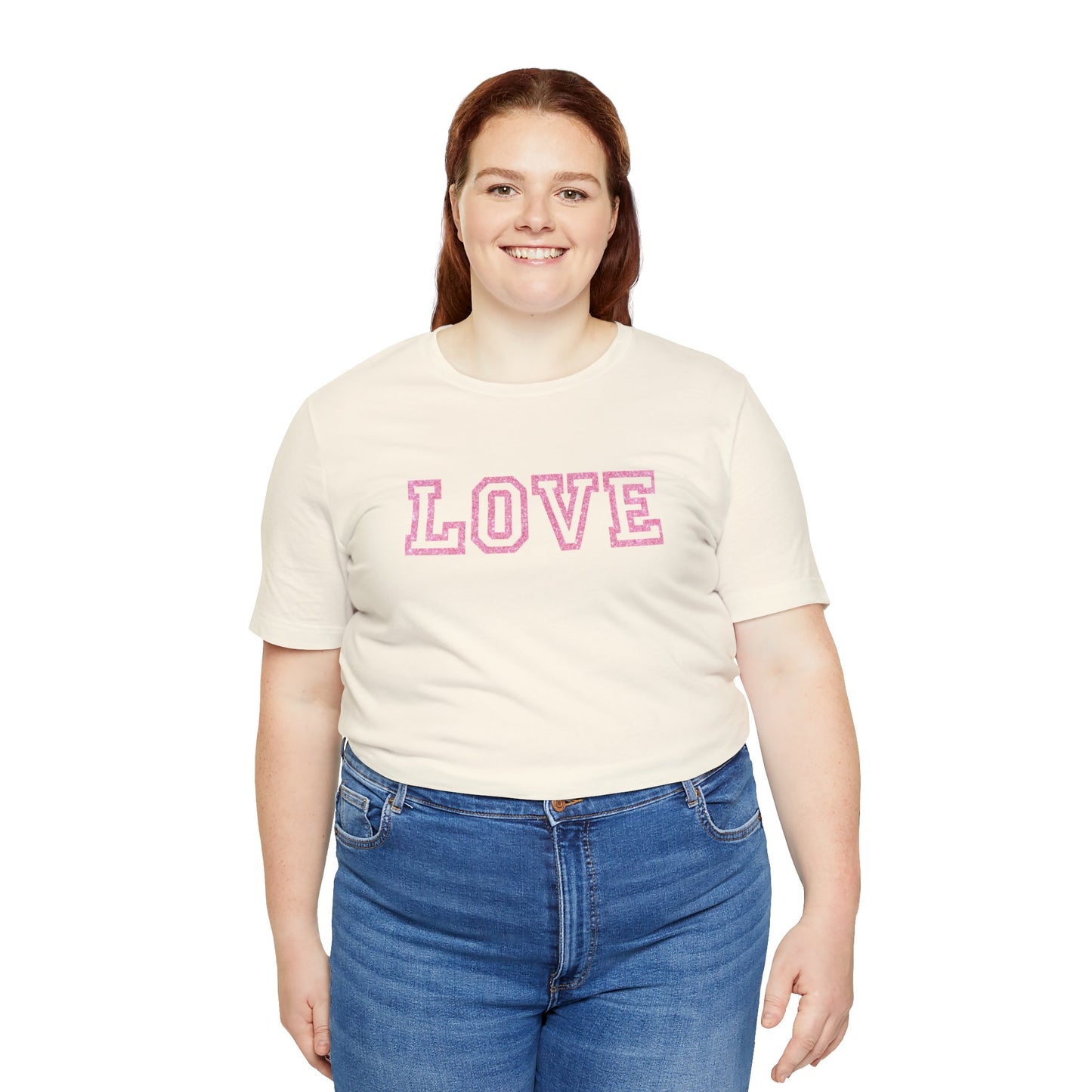 Pink Glitter Love Unisex Jersey Short Sleeve Tee