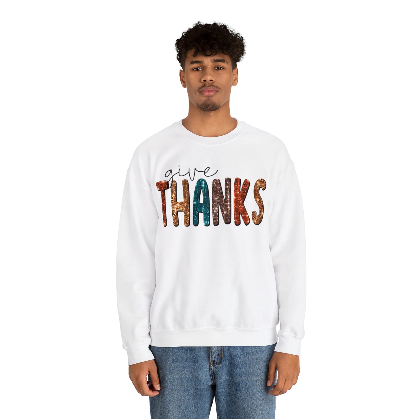 Give Thanks (Sequins) Unisex Heavy Blend™ Crewneck Sweatshirt