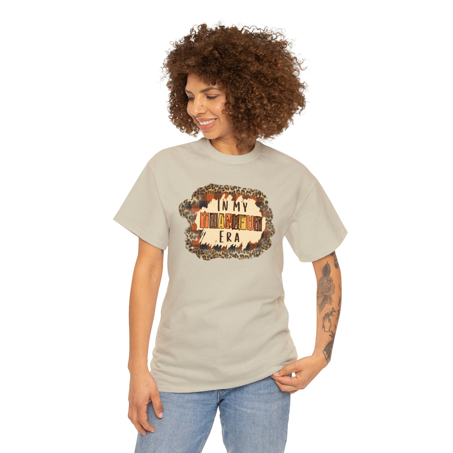 Leopard Plaid In My Thankful Era Unisex Heavy Cotton Tee