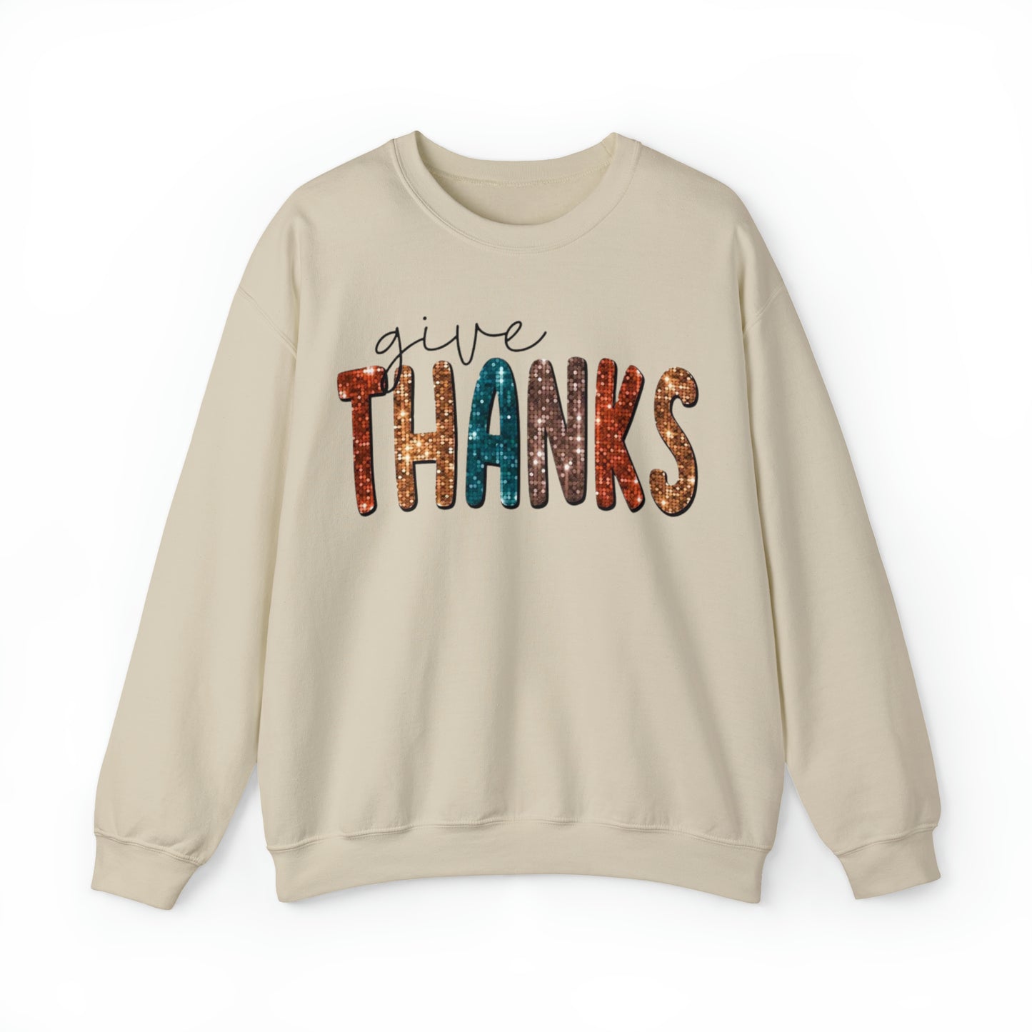 Give Thanks (Sequins) Unisex Heavy Blend™ Crewneck Sweatshirt