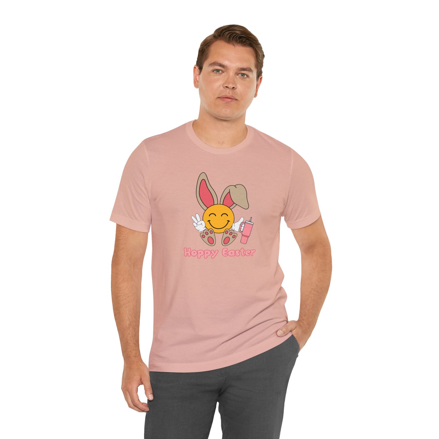 Hoppy Easter Smiley Cup Unisex Jersey Short Sleeve Tee