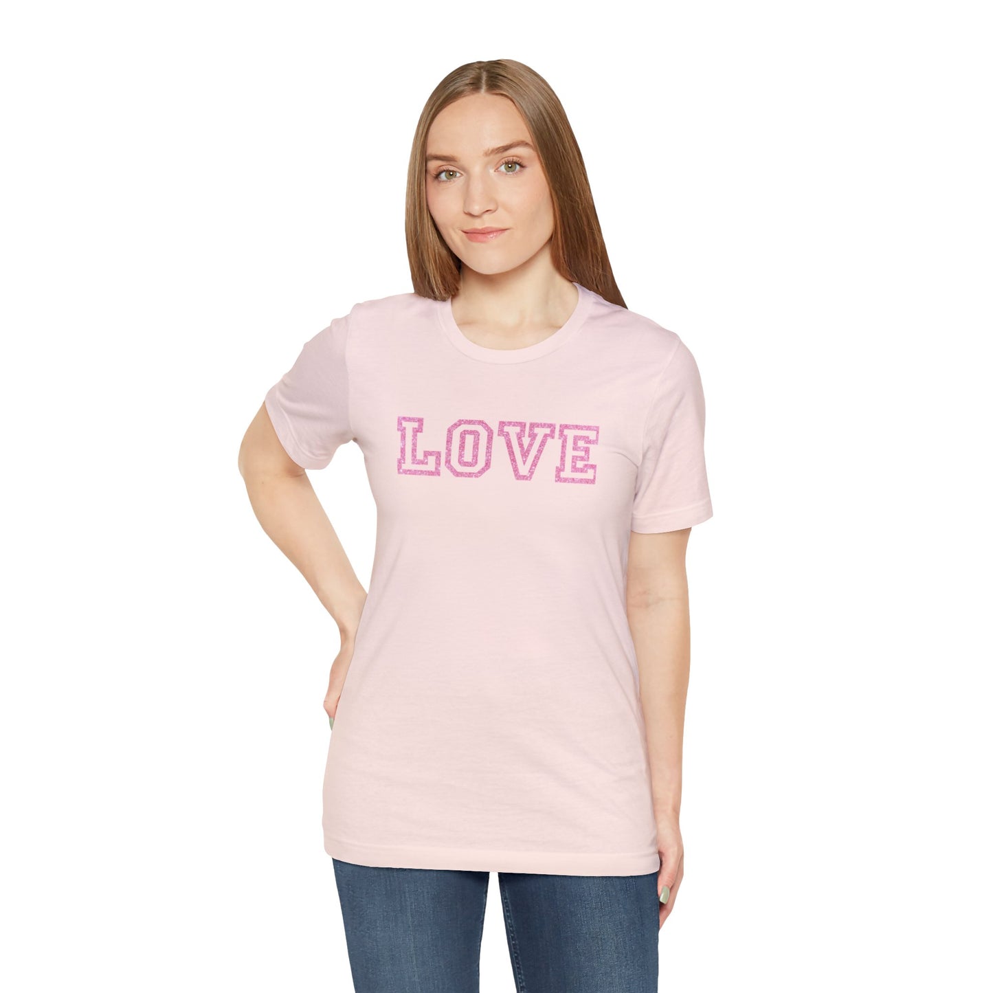 Pink Glitter Love Unisex Jersey Short Sleeve Tee