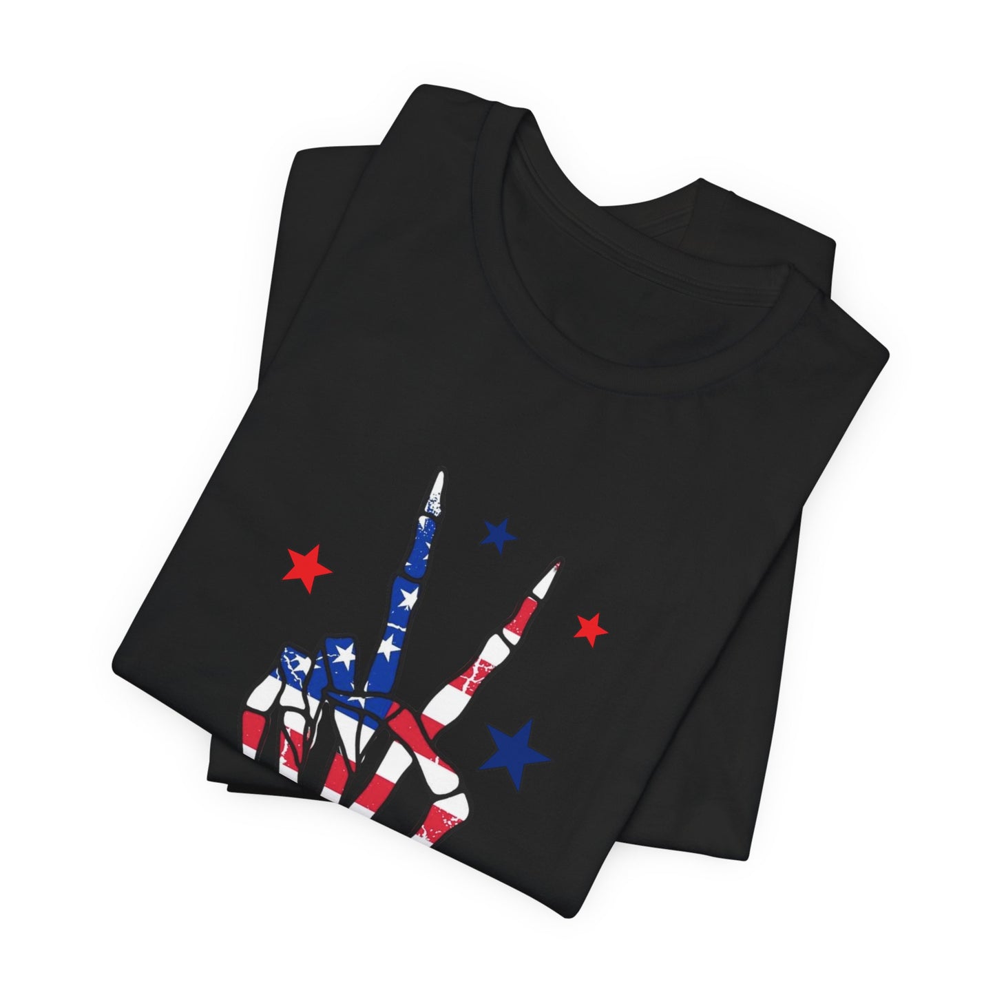 Patriotic Skeleton Peace Hand Unisex Jersey Short Sleeve Tee