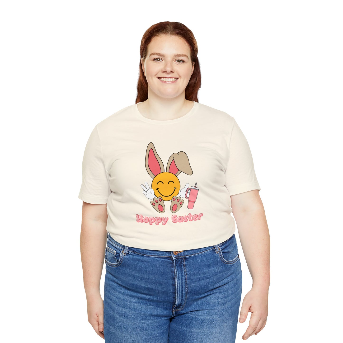 Hoppy Easter Smiley Cup Unisex Jersey Short Sleeve Tee