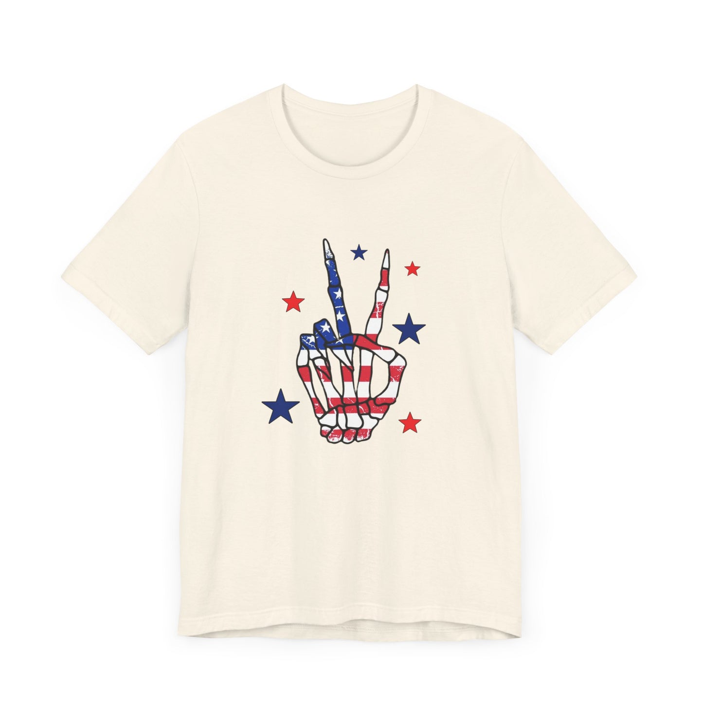 Patriotic Skeleton Peace Hand Unisex Jersey Short Sleeve Tee