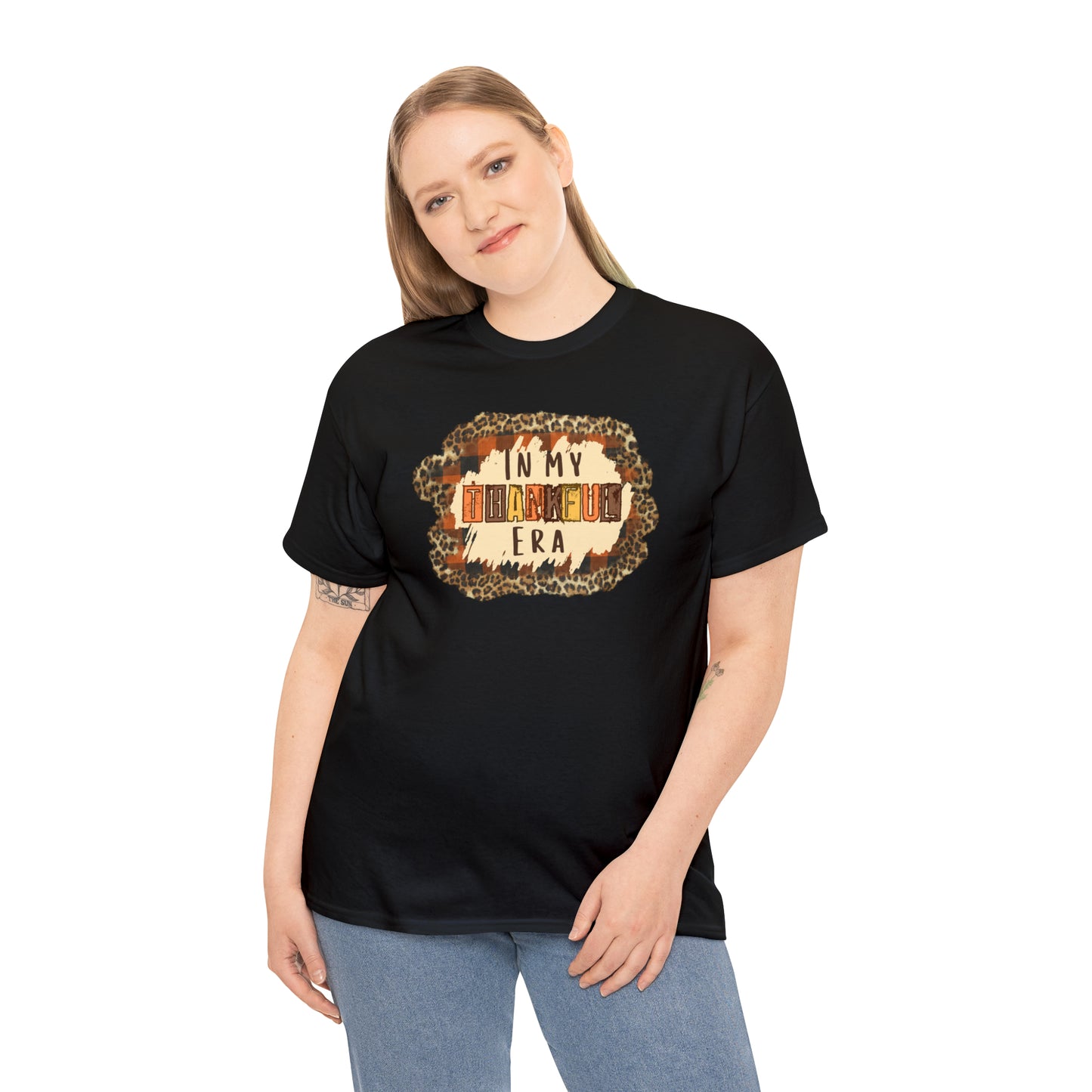 Leopard Plaid In My Thankful Era Unisex Heavy Cotton Tee