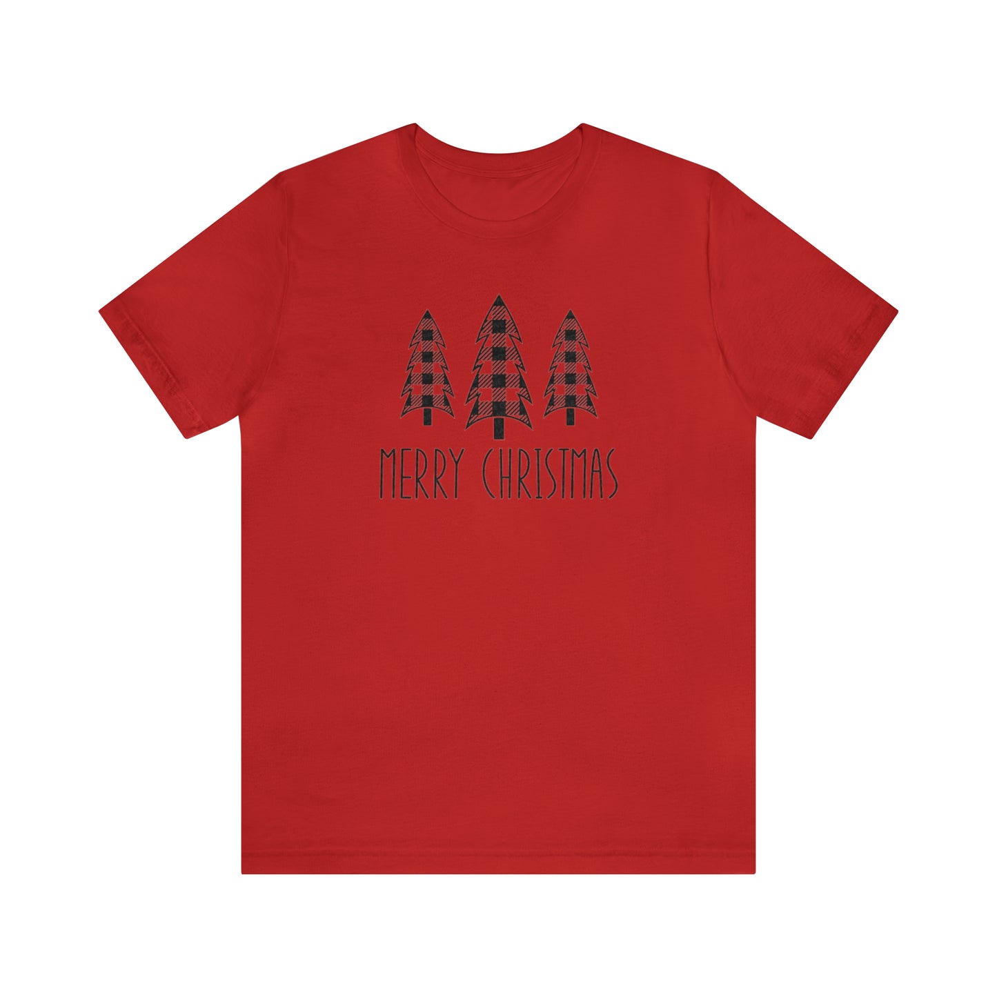 Merry Christmas Plaid Trees Unisex Jersey Short Sleeve Tee