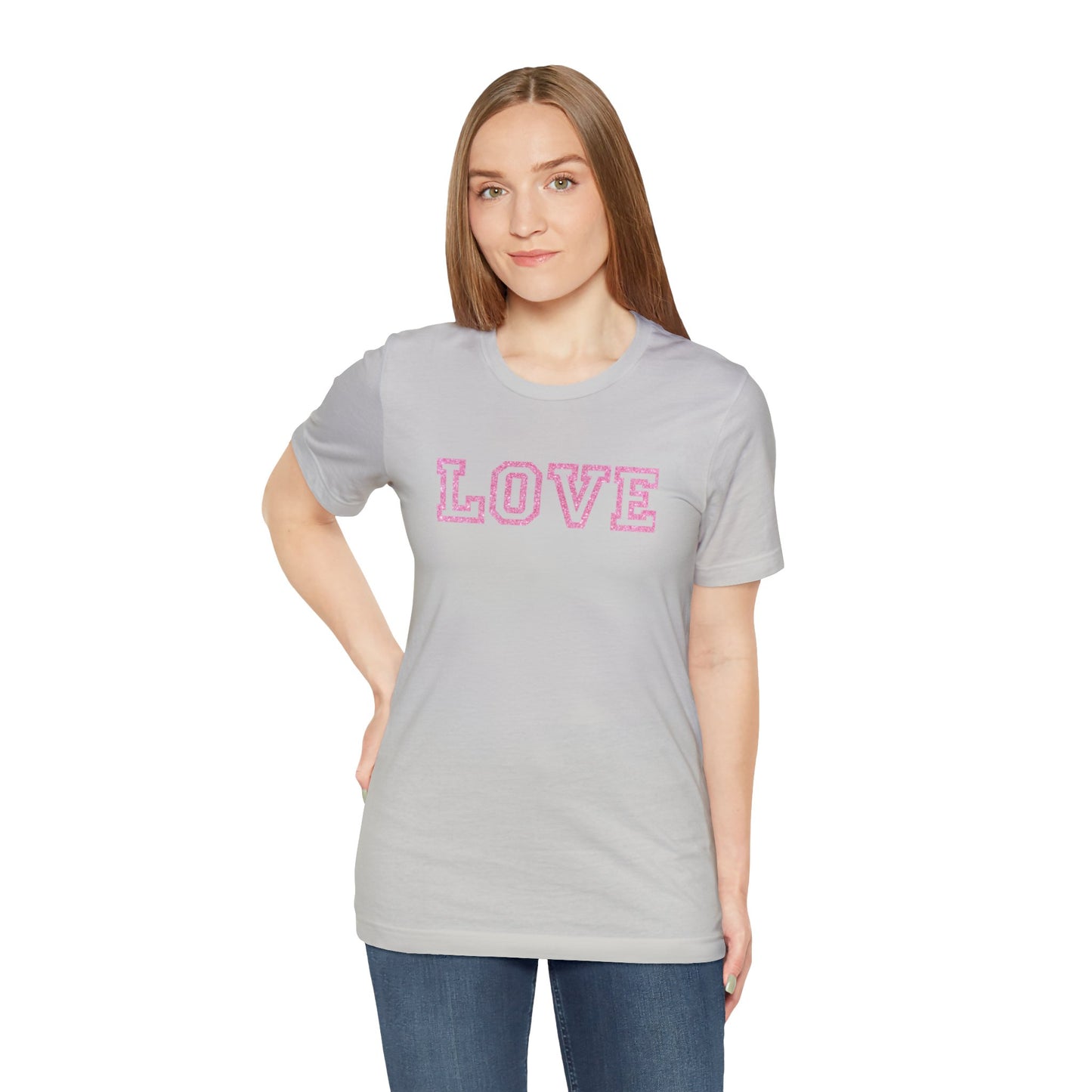 Pink Glitter Love Unisex Jersey Short Sleeve Tee