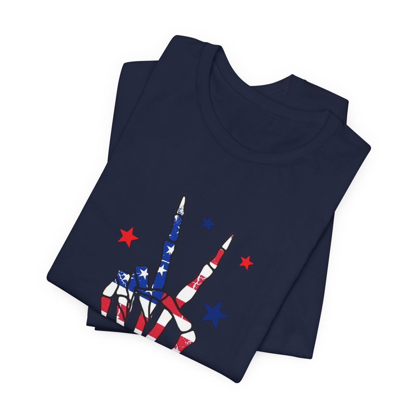 Patriotic Skeleton Peace Hand Unisex Jersey Short Sleeve Tee