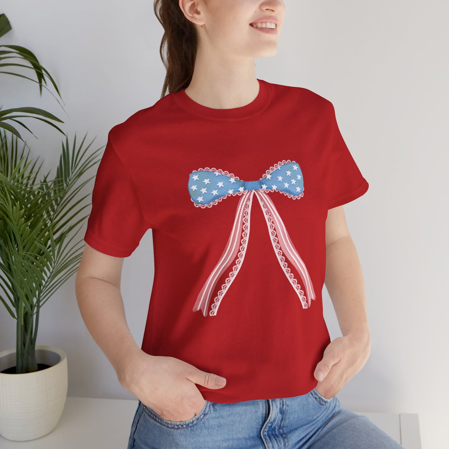 Patriotic Bow Unisex Jersey Short Sleeve Tee