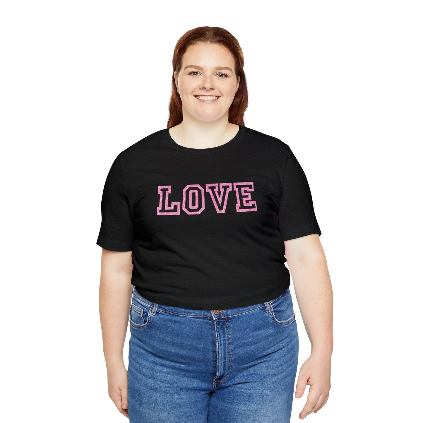 Pink Glitter Love Unisex Jersey Short Sleeve Tee