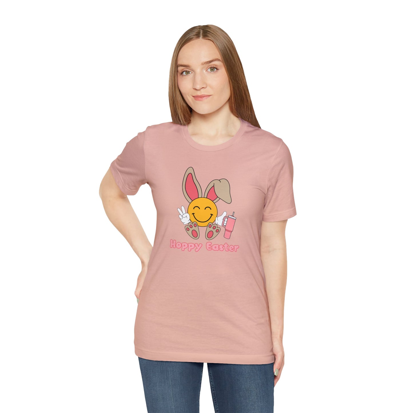 Hoppy Easter Smiley Cup Unisex Jersey Short Sleeve Tee