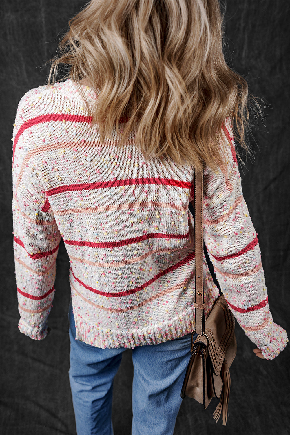 Pink Striped Confetti Knit Sweater