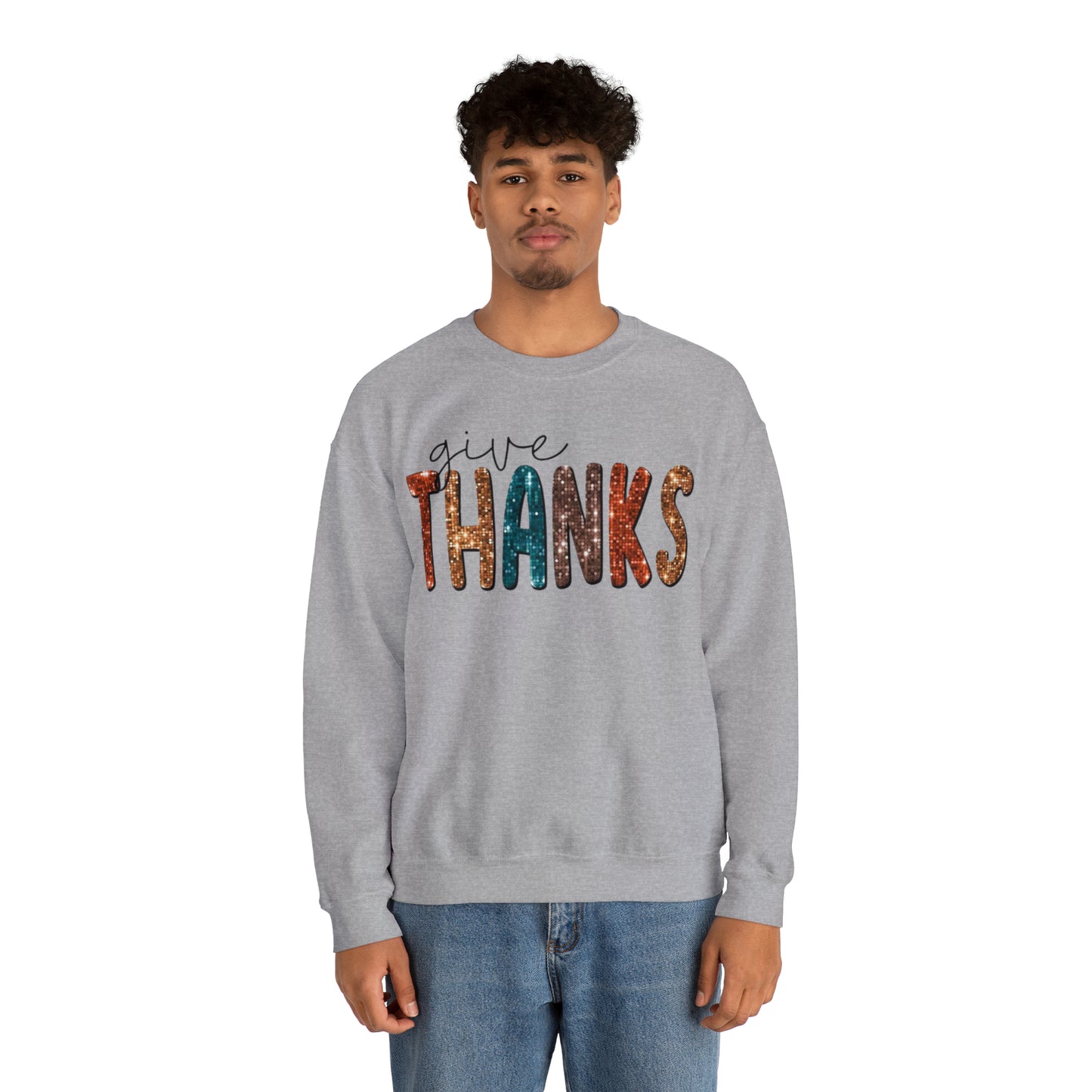 Give Thanks (Sequins) Unisex Heavy Blend™ Crewneck Sweatshirt