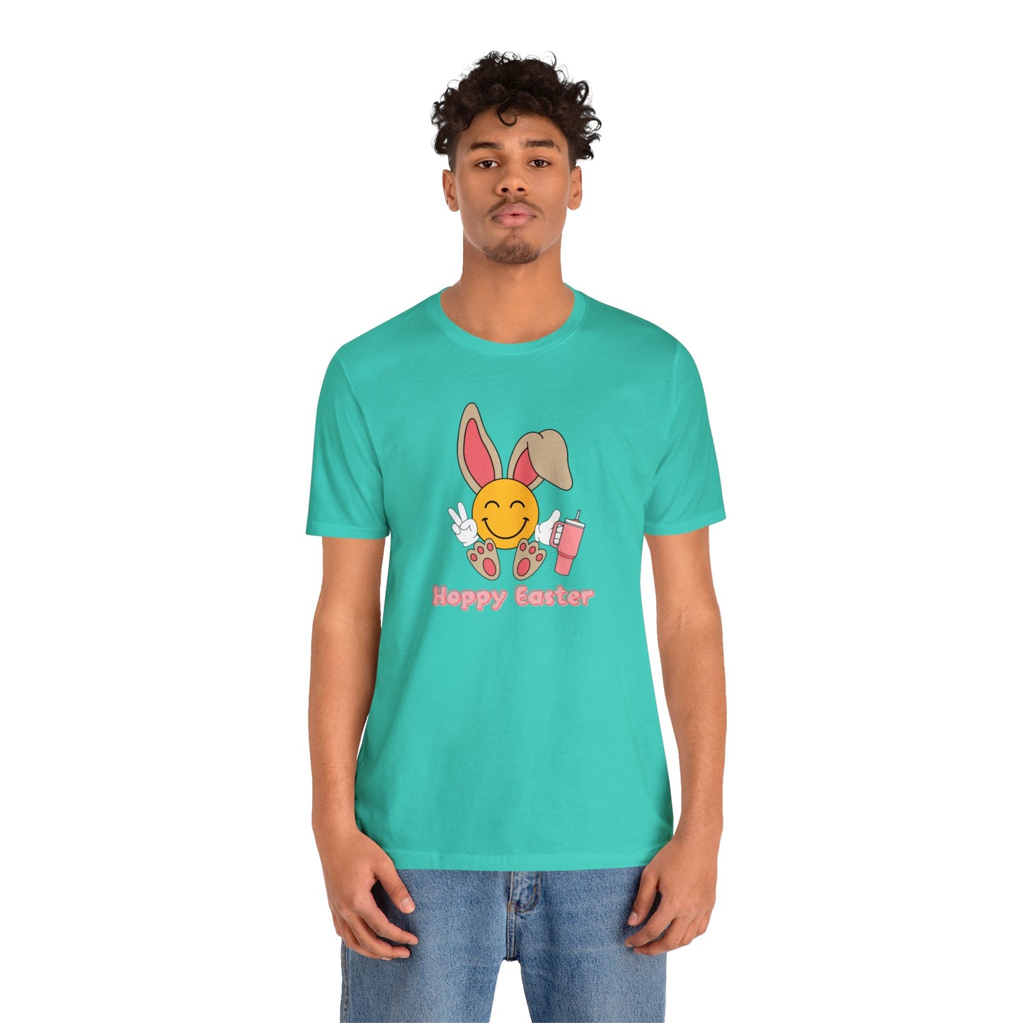 Hoppy Easter Smiley Cup Unisex Jersey Short Sleeve Tee