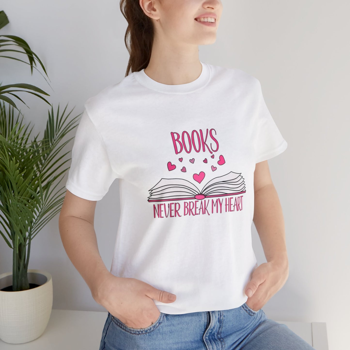 Books Never Break My Heart Unisex Jersey Short Sleeve Tee