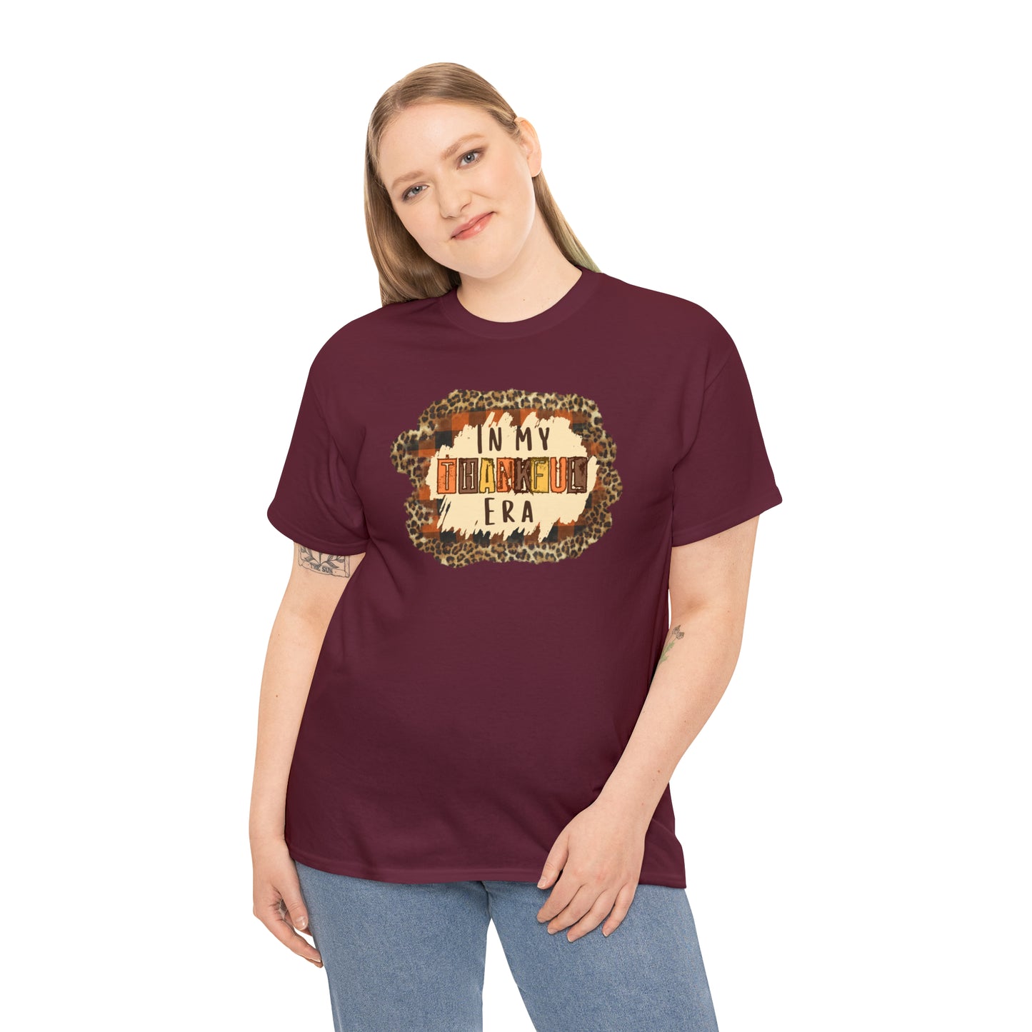 Leopard Plaid In My Thankful Era Unisex Heavy Cotton Tee