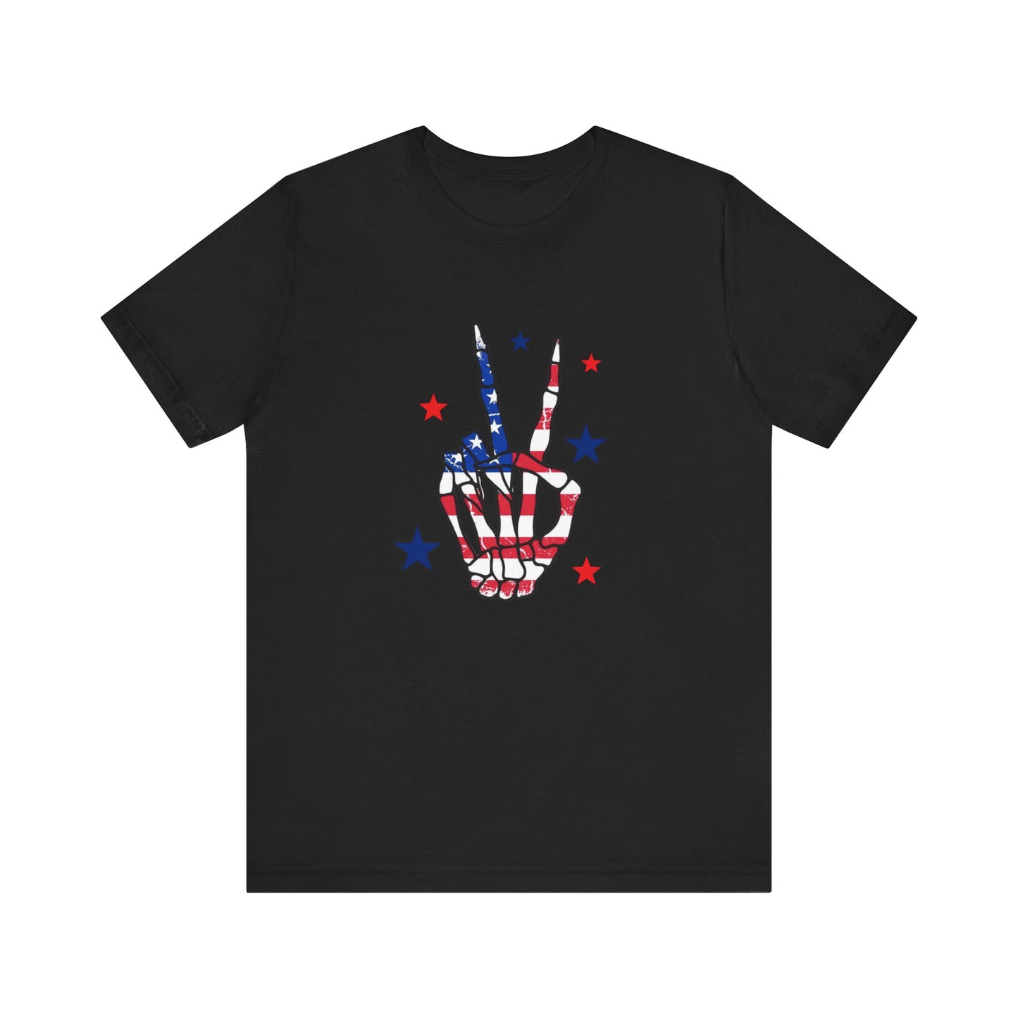 Patriotic Skeleton Peace Hand Unisex Jersey Short Sleeve Tee