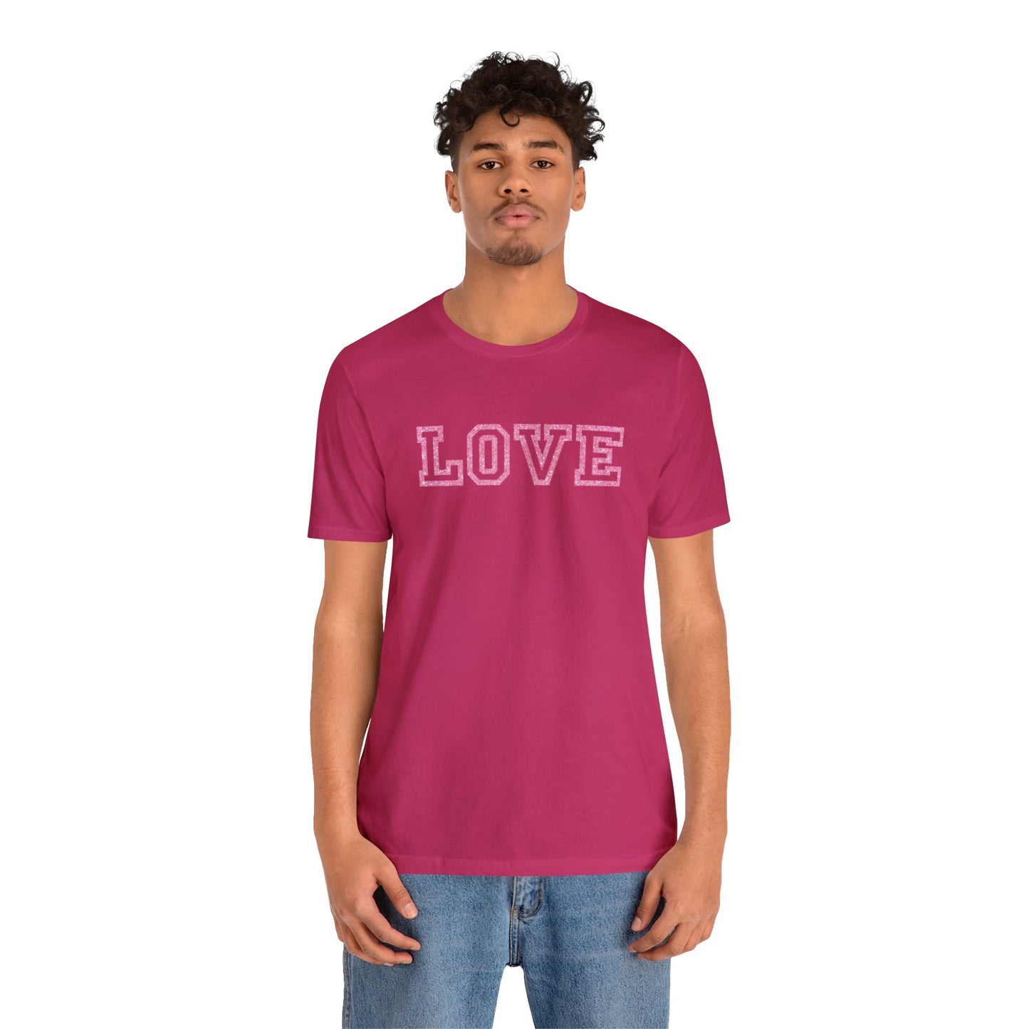 Pink Glitter Love Unisex Jersey Short Sleeve Tee