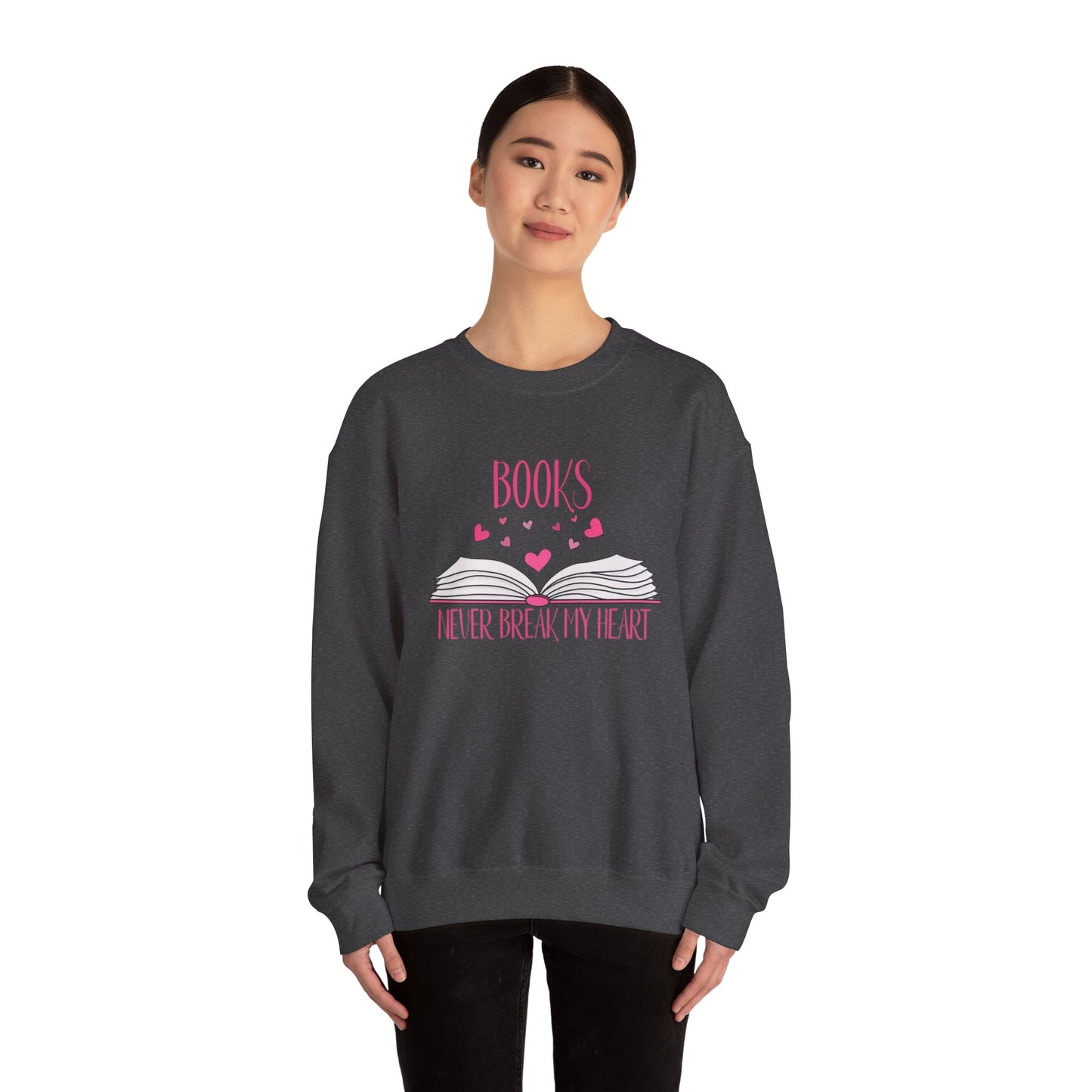 Books Never Break My Heart Unisex Heavy Blend™ Crewneck Sweatshirt