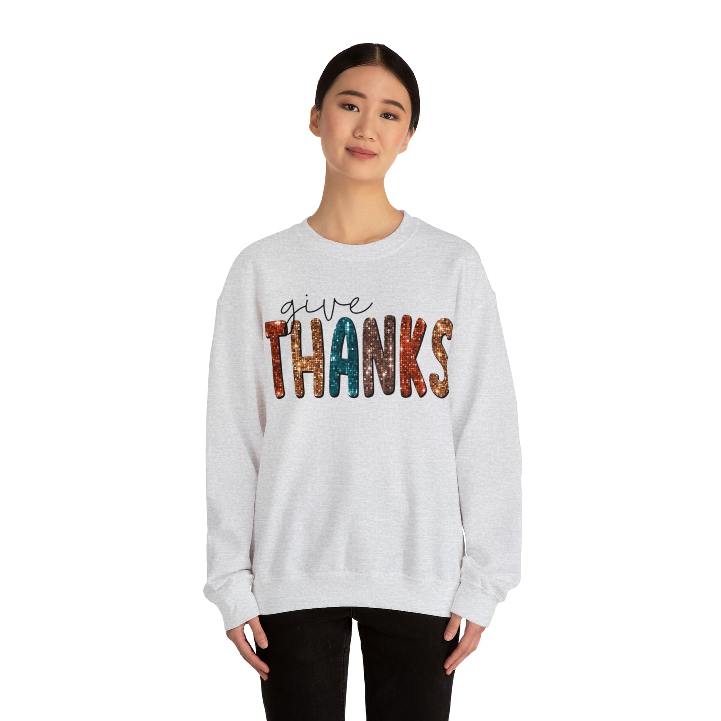 Give Thanks (Sequins) Unisex Heavy Blend™ Crewneck Sweatshirt