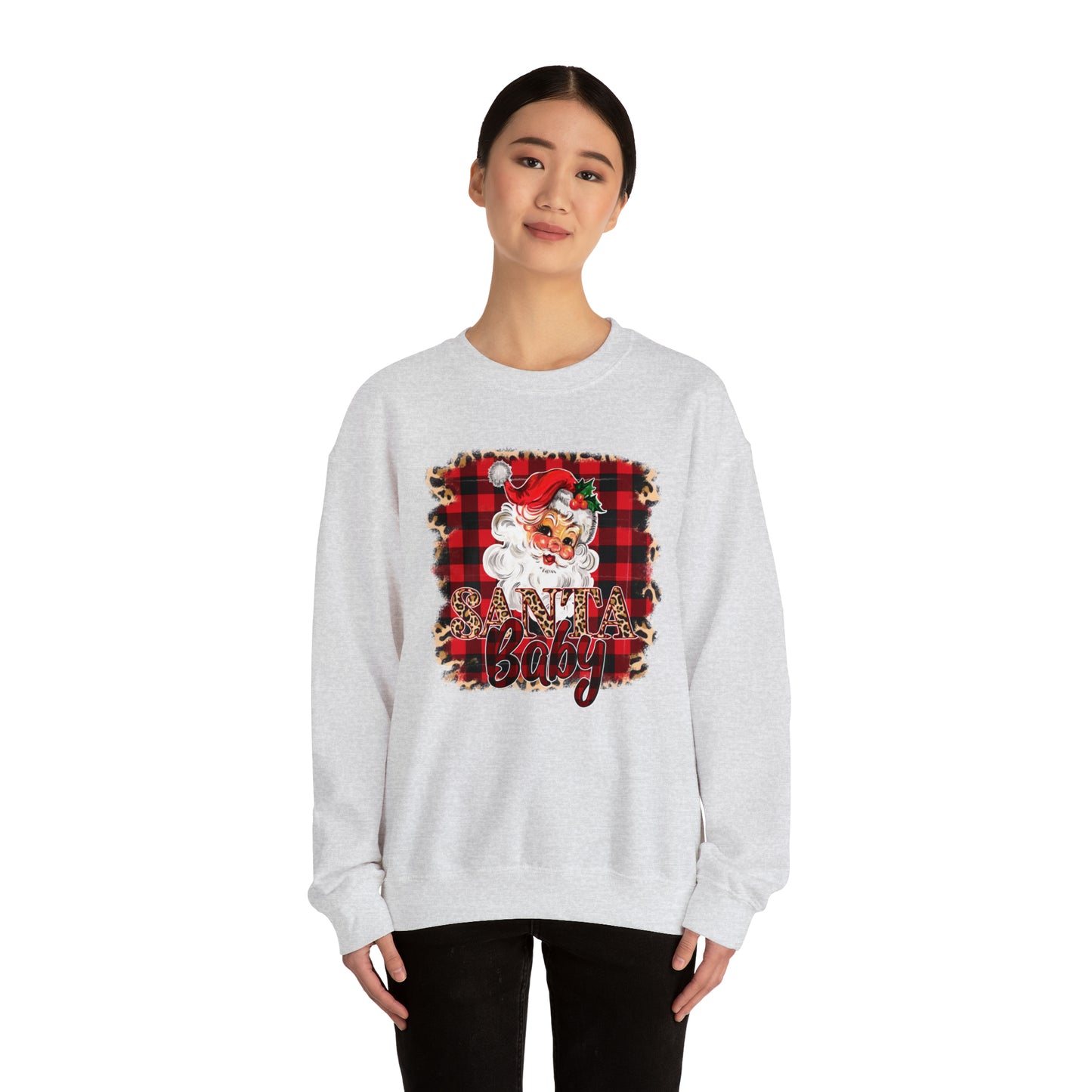 Santa Baby Leopard Print Unisex Heavy Blend™ Crewneck Sweatshirt