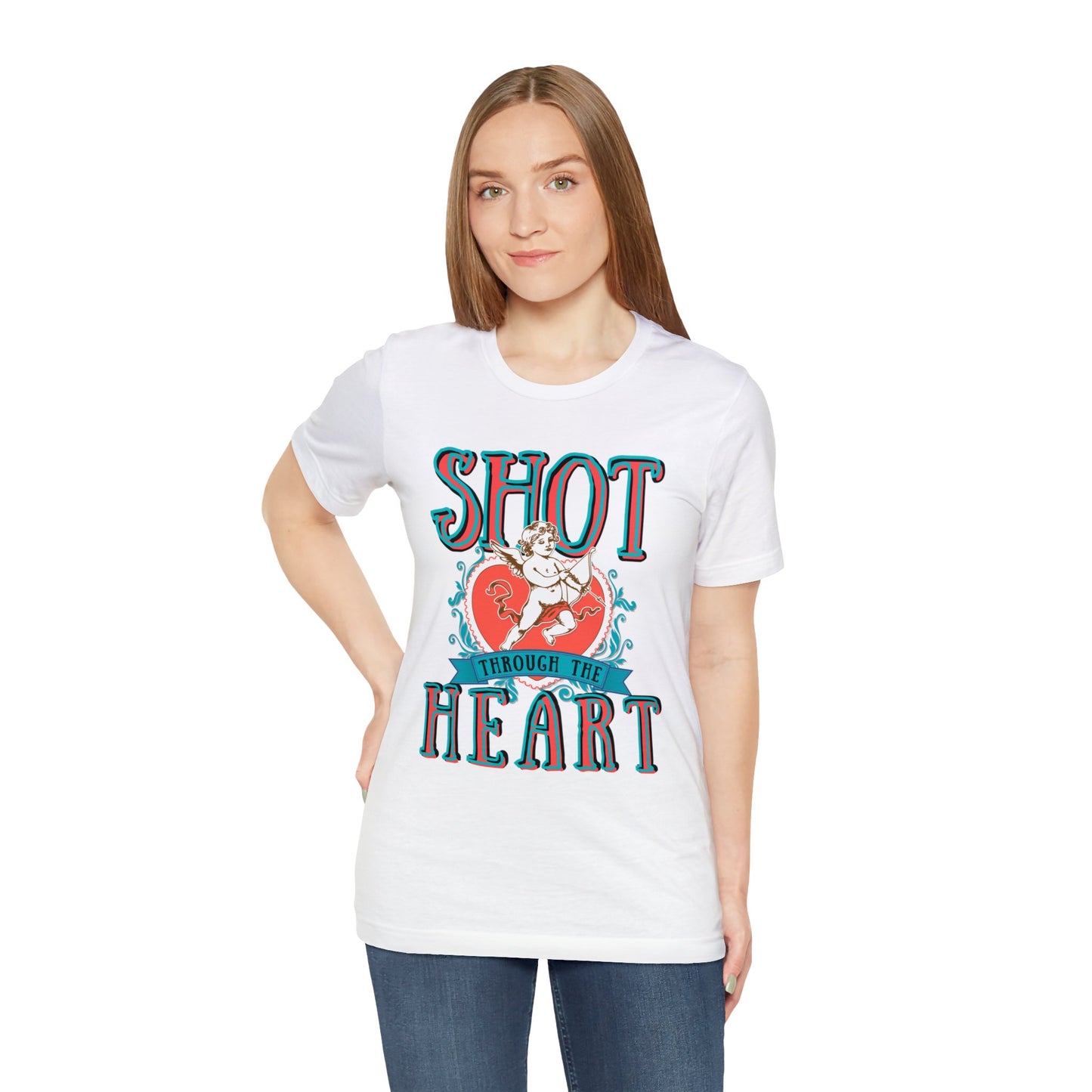 Shot Through The Heart Unisex Jersey Short Sleeve Tee