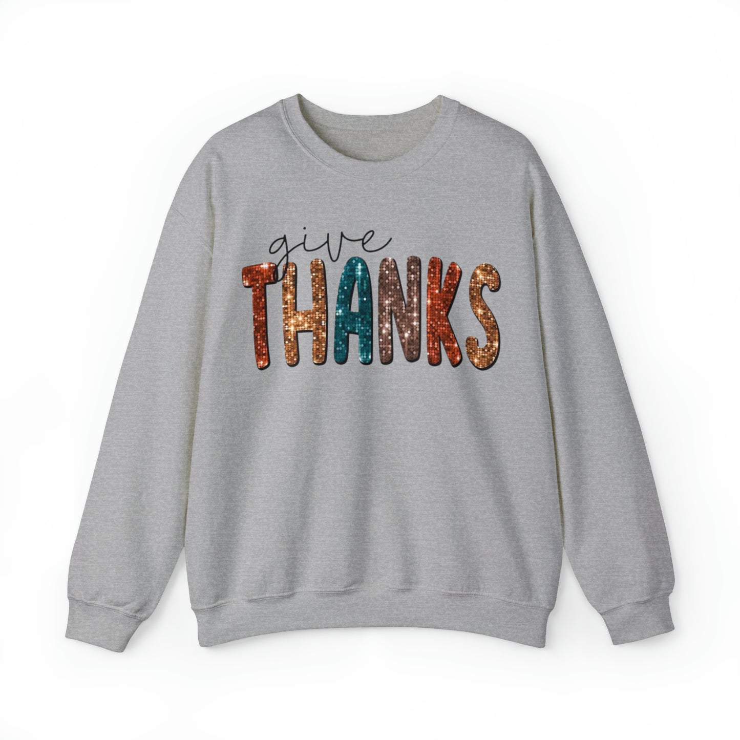 Give Thanks (Sequins) Unisex Heavy Blend™ Crewneck Sweatshirt