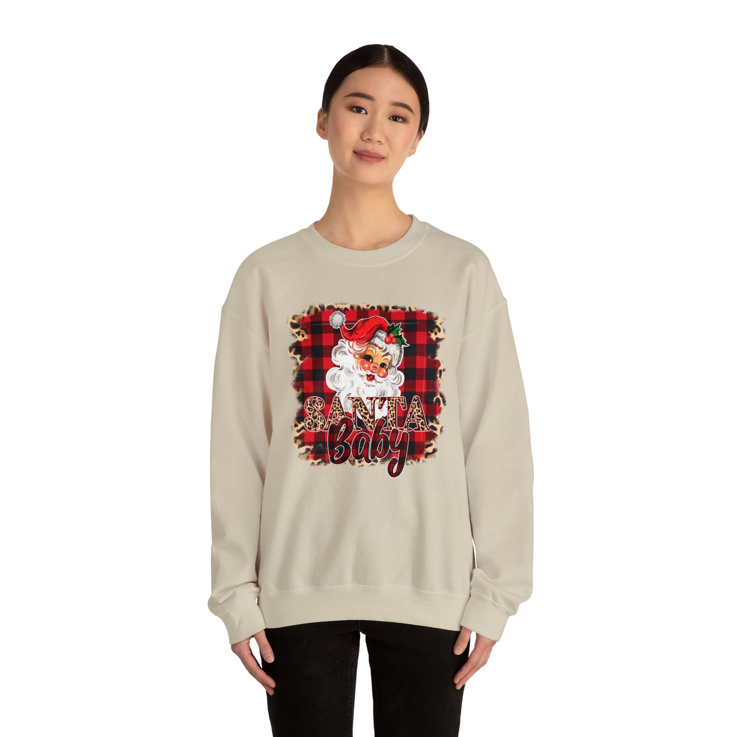 Santa Baby Leopard Print Unisex Heavy Blend™ Crewneck Sweatshirt