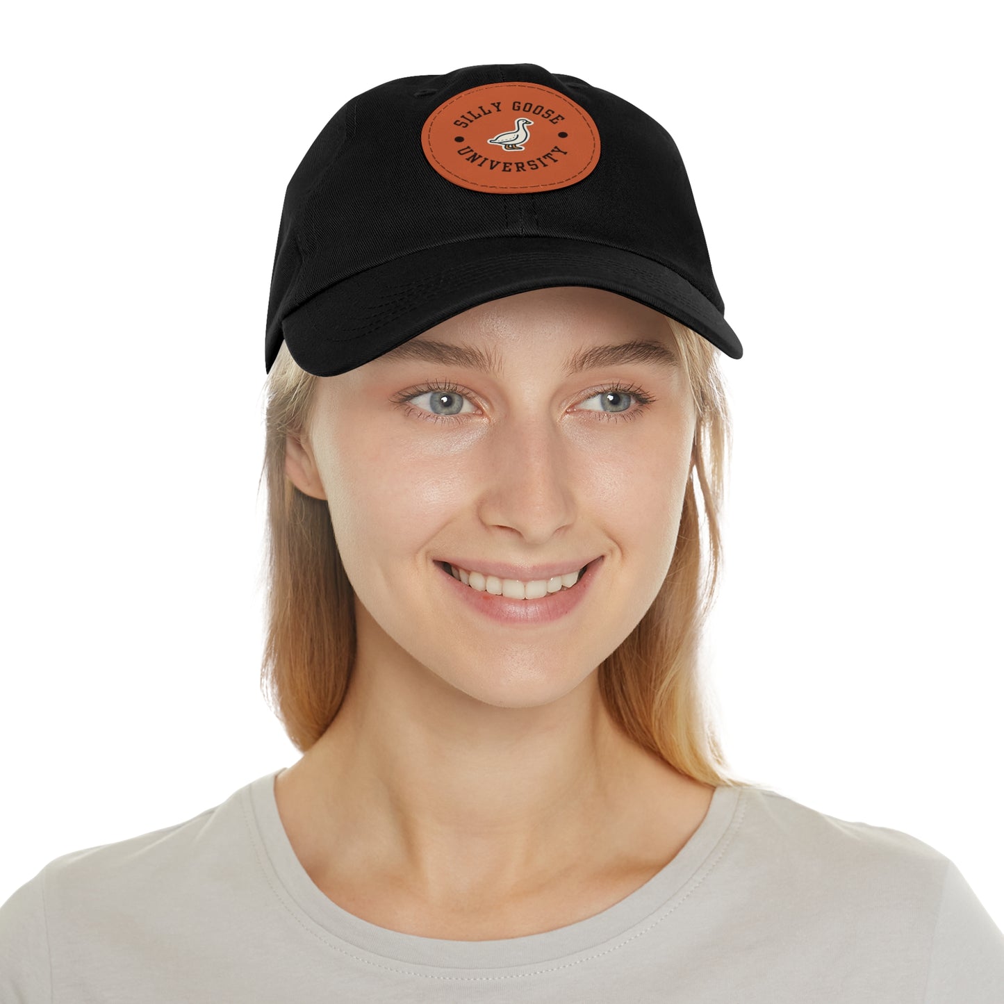 Silly Goose University Dad Hat with Leather Patch (Round)