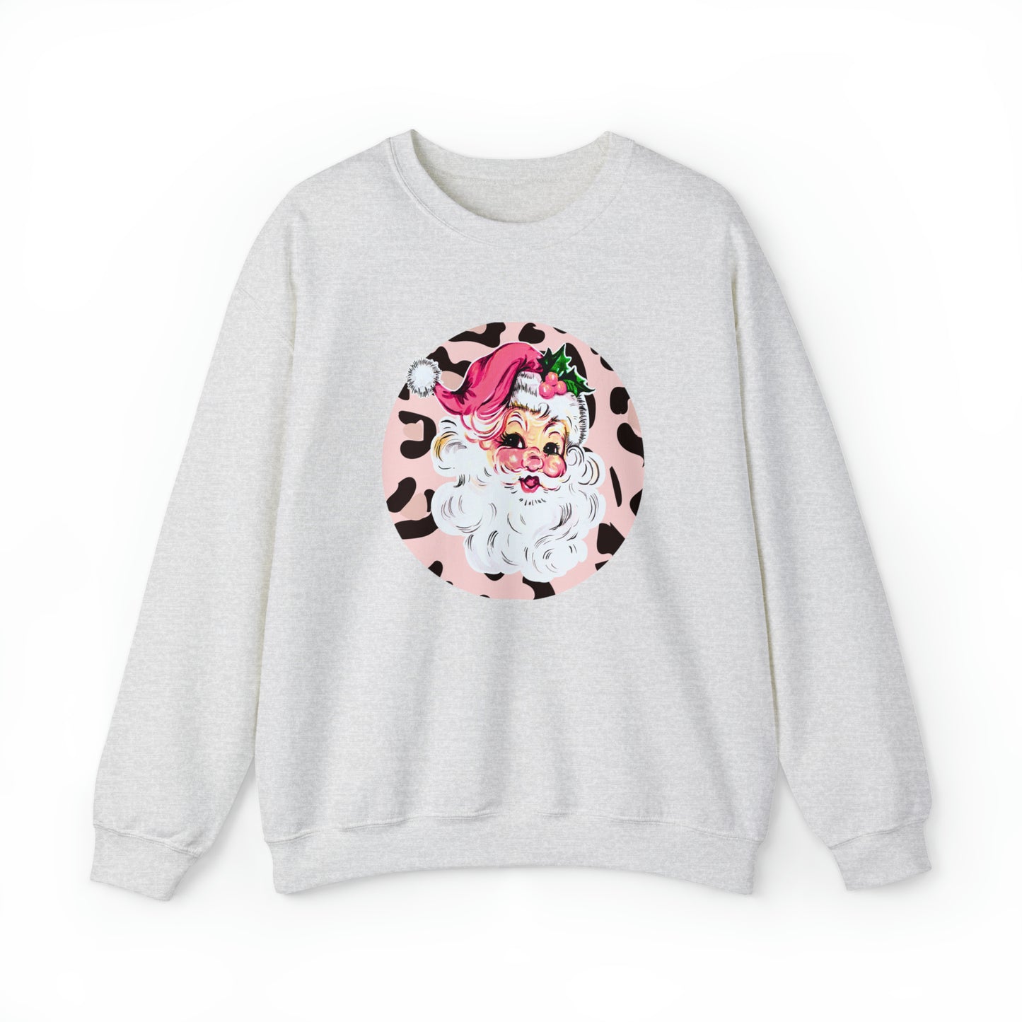 Pink Santa Leopard Print Unisex Heavy Blend™ Crewneck Sweatshirt