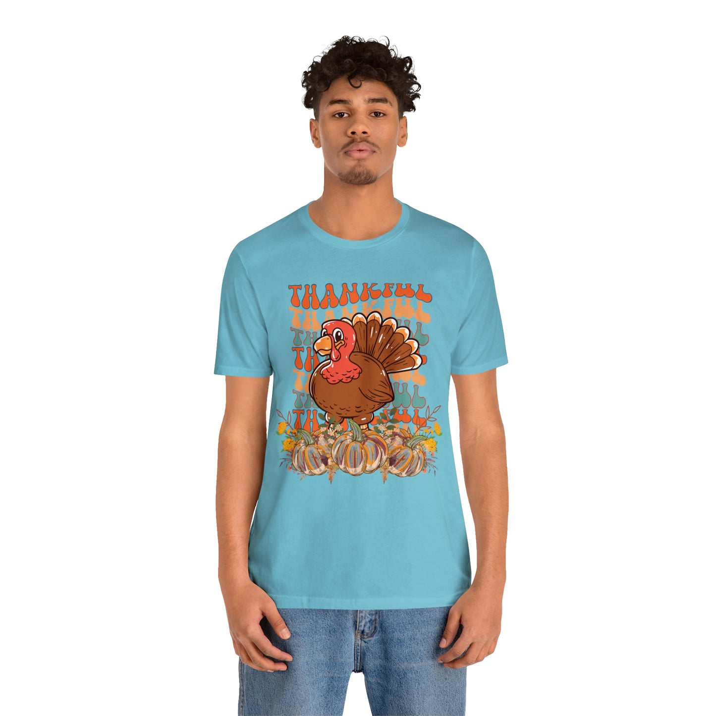 Thankful Turkey Pumpkins Unisex Jersey Short Sleeve Tee